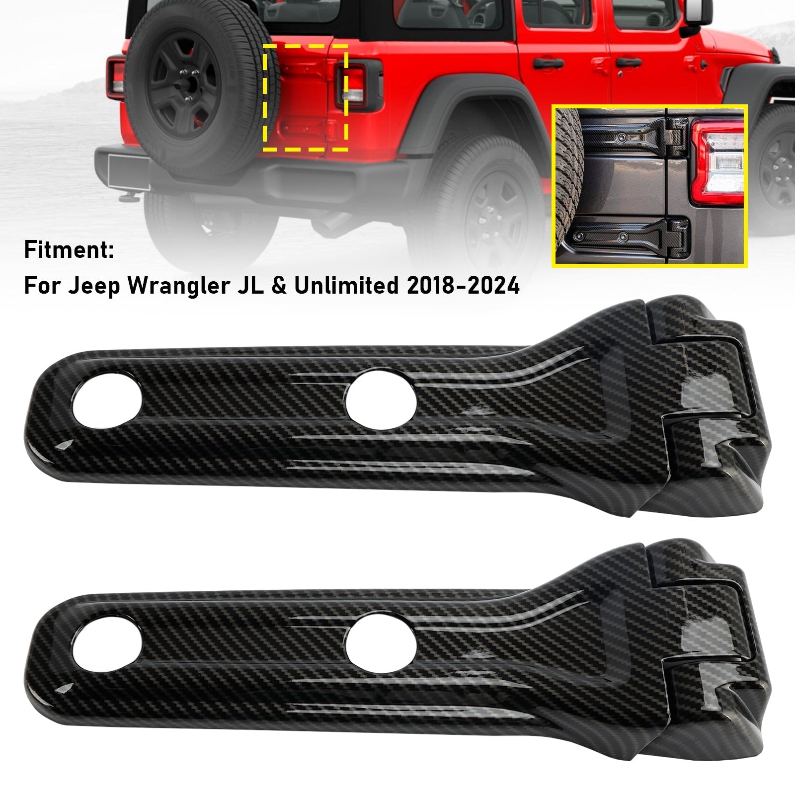 Cerniera del portellone posteriore in fibra di carbonio per Jeep Wrangler JL (2018-2024)