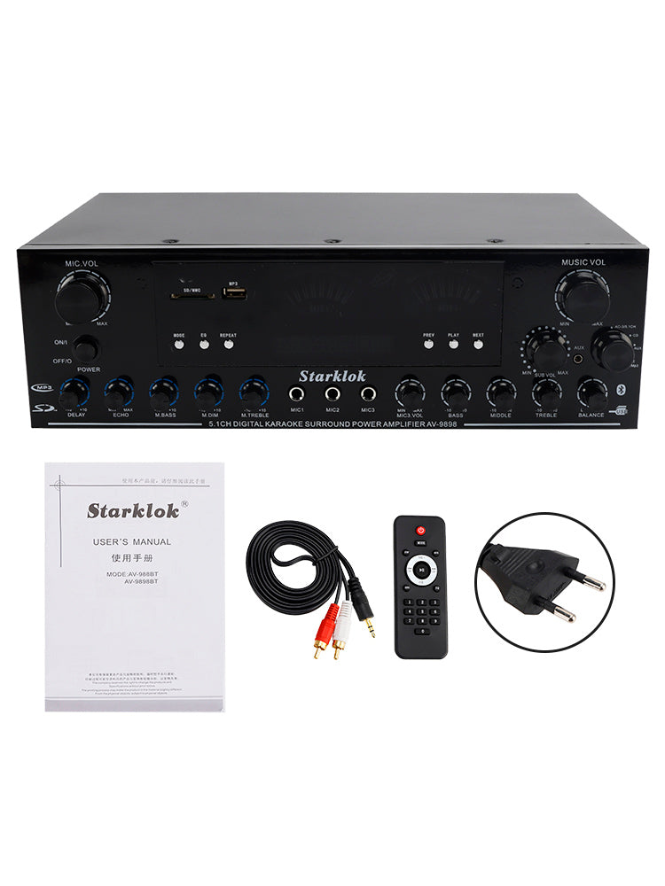 Bluetooth HiFi 3000W stéréo Power Amplificateur 5.1-Channel Subwoofer Amplifier