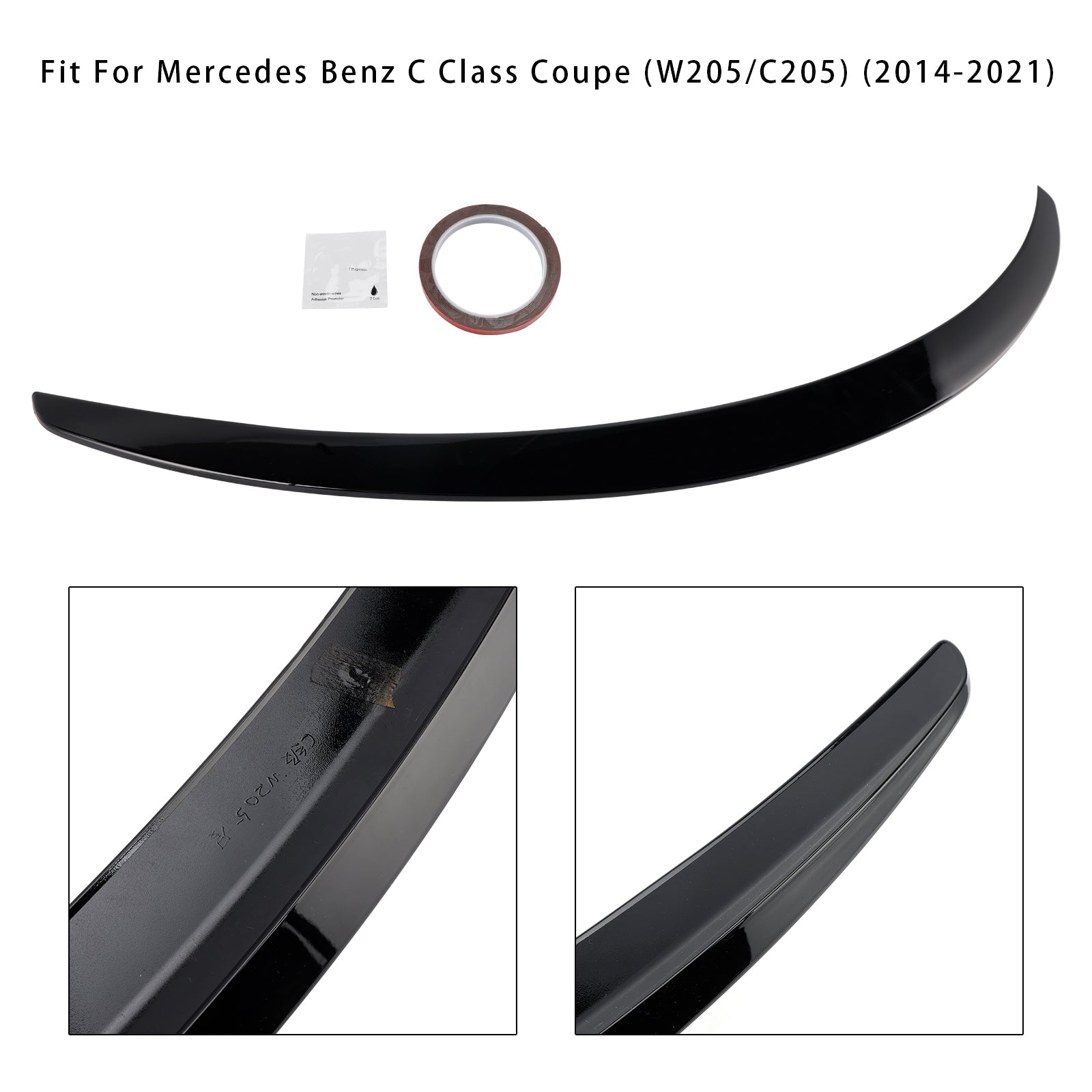 Spoiler posteriore nero lucido per Mercedes-Benz Classe C W205 Coupé 2014-2021