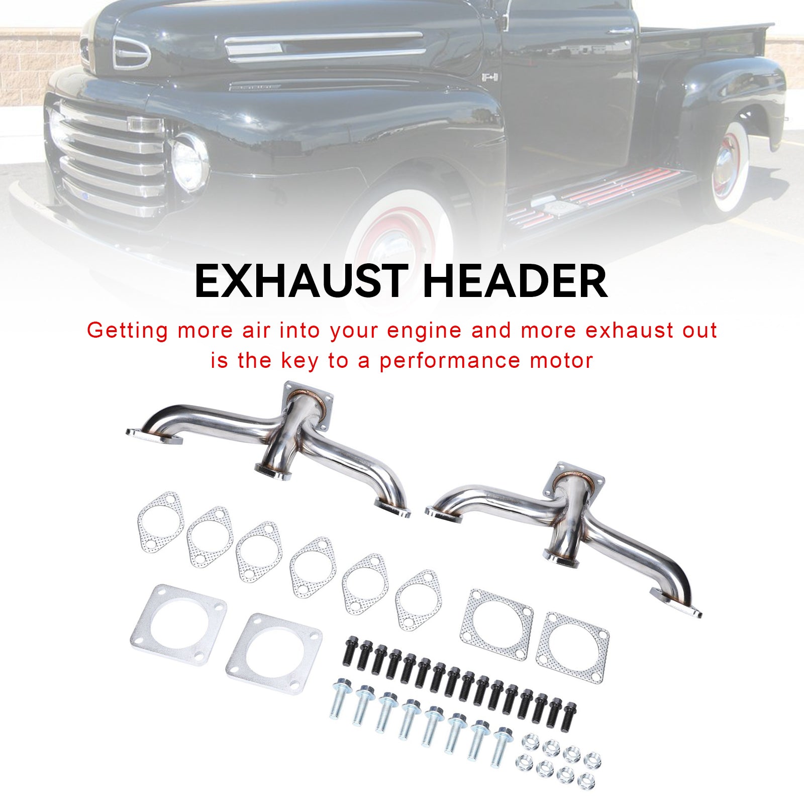 Échappement Header Shorty pour Pickup Ford Flathead V8 1932-1953 - Acier Inox