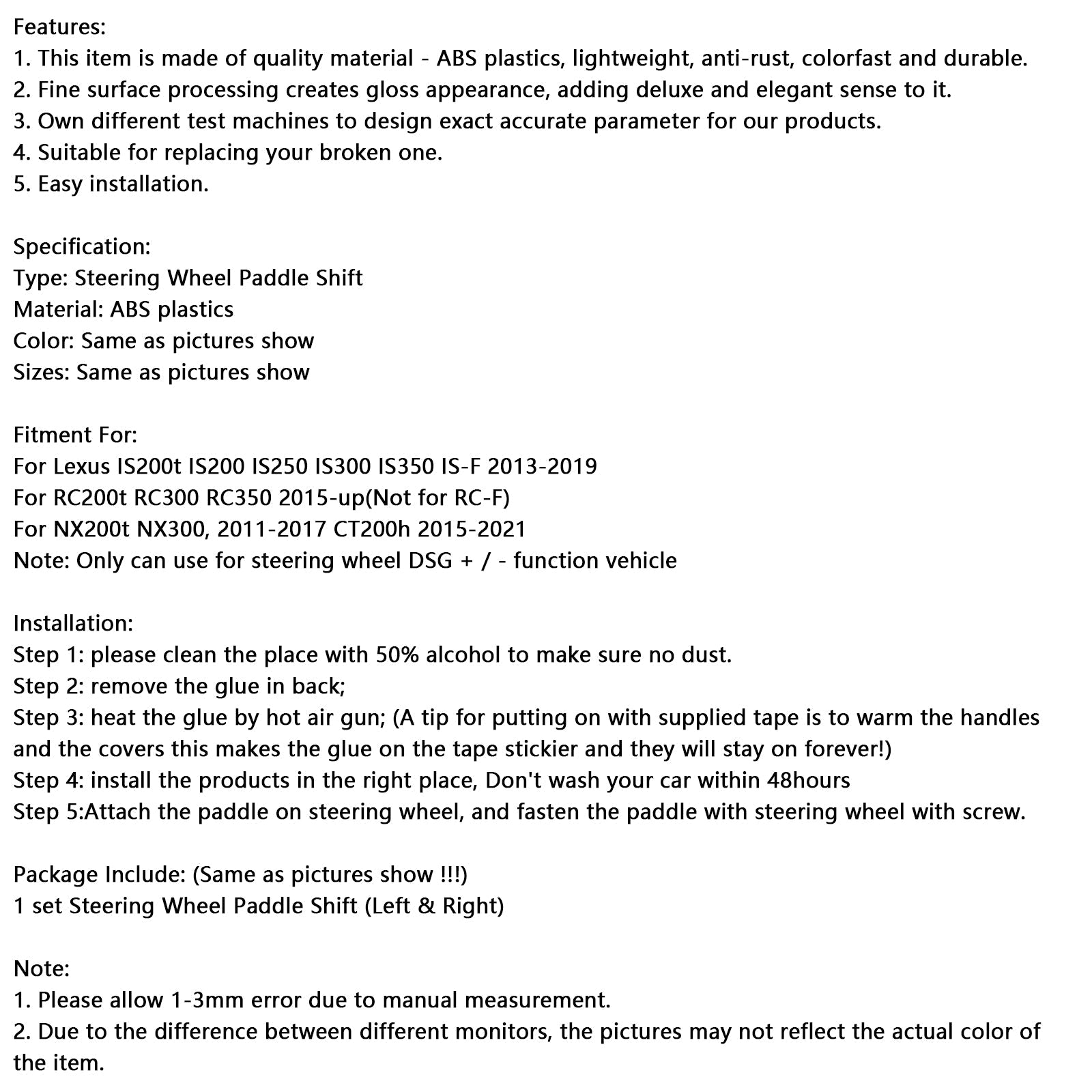 Podaljške palete za menjavo hitrosti na videzu volana ogljik za Lexus je RC NX