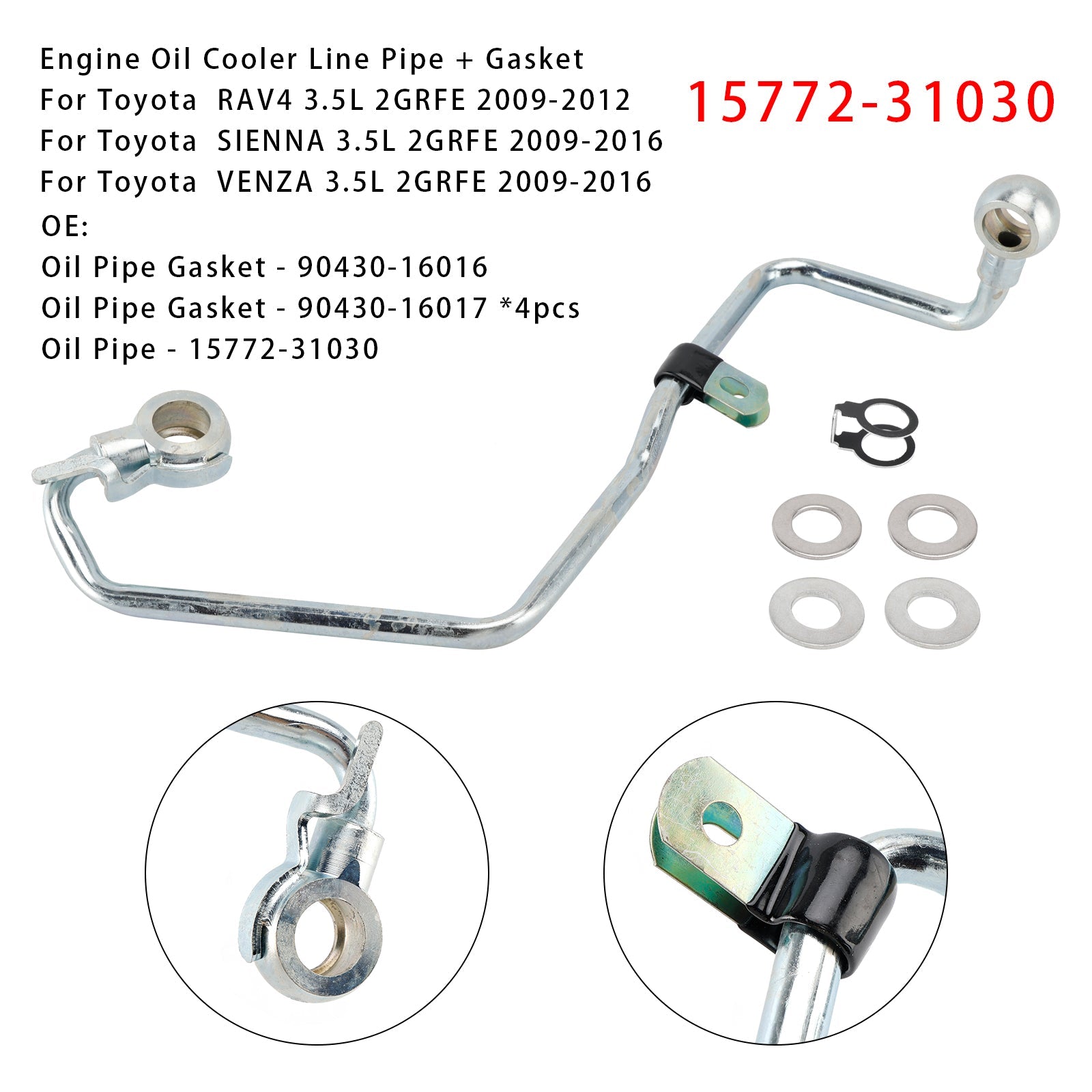 2GRFE moottoriöljyn jäähdytin letku 15772-31030 + tiivisteet Toyota Avalon Camrylle