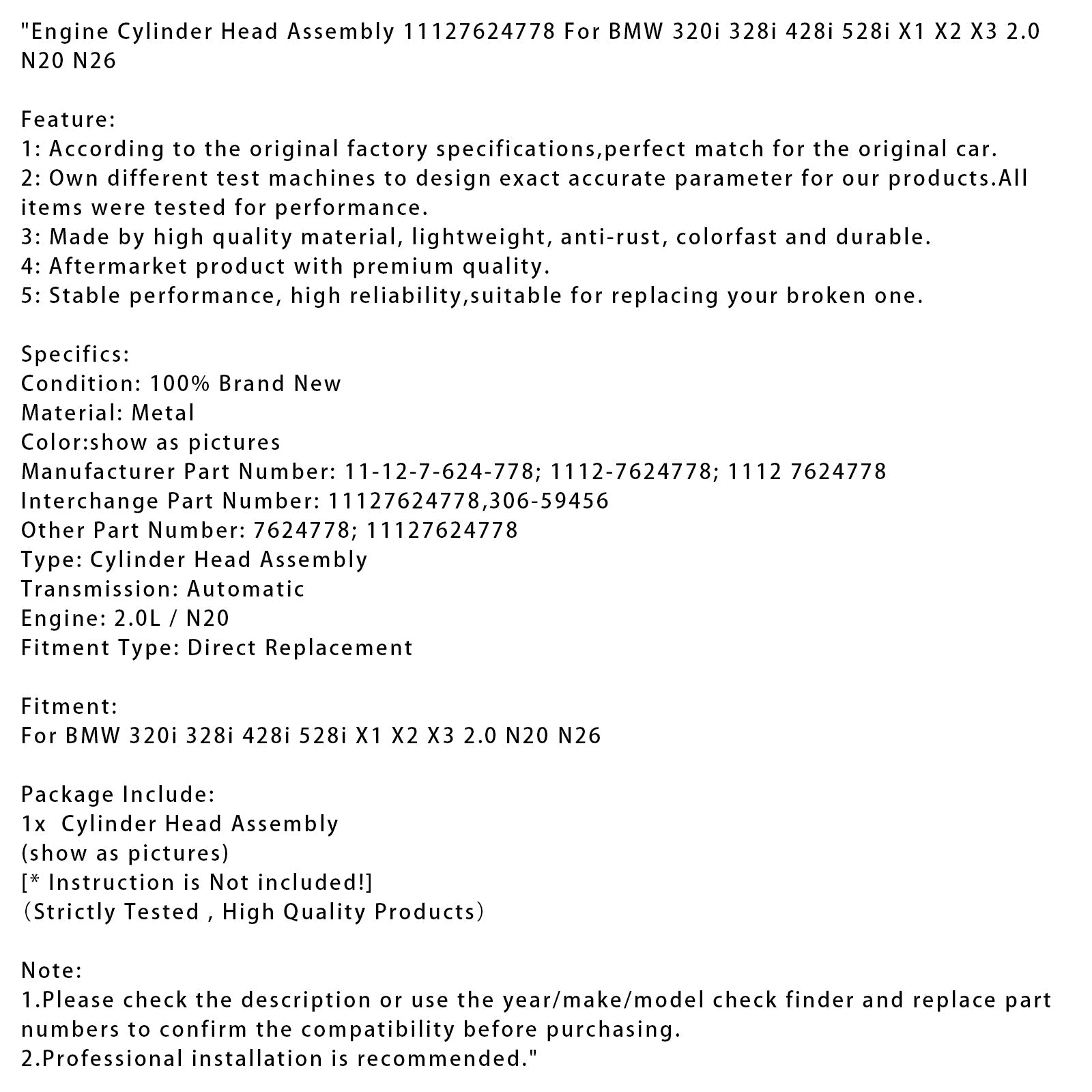 Testata motore BMW 320i 328i 428i 528i, riferimento 11127624778