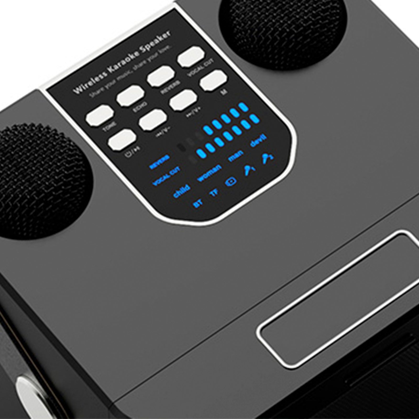 Altoparlante bluetooth wireless, doppio microfono, karaoke, portatile, per la casa
