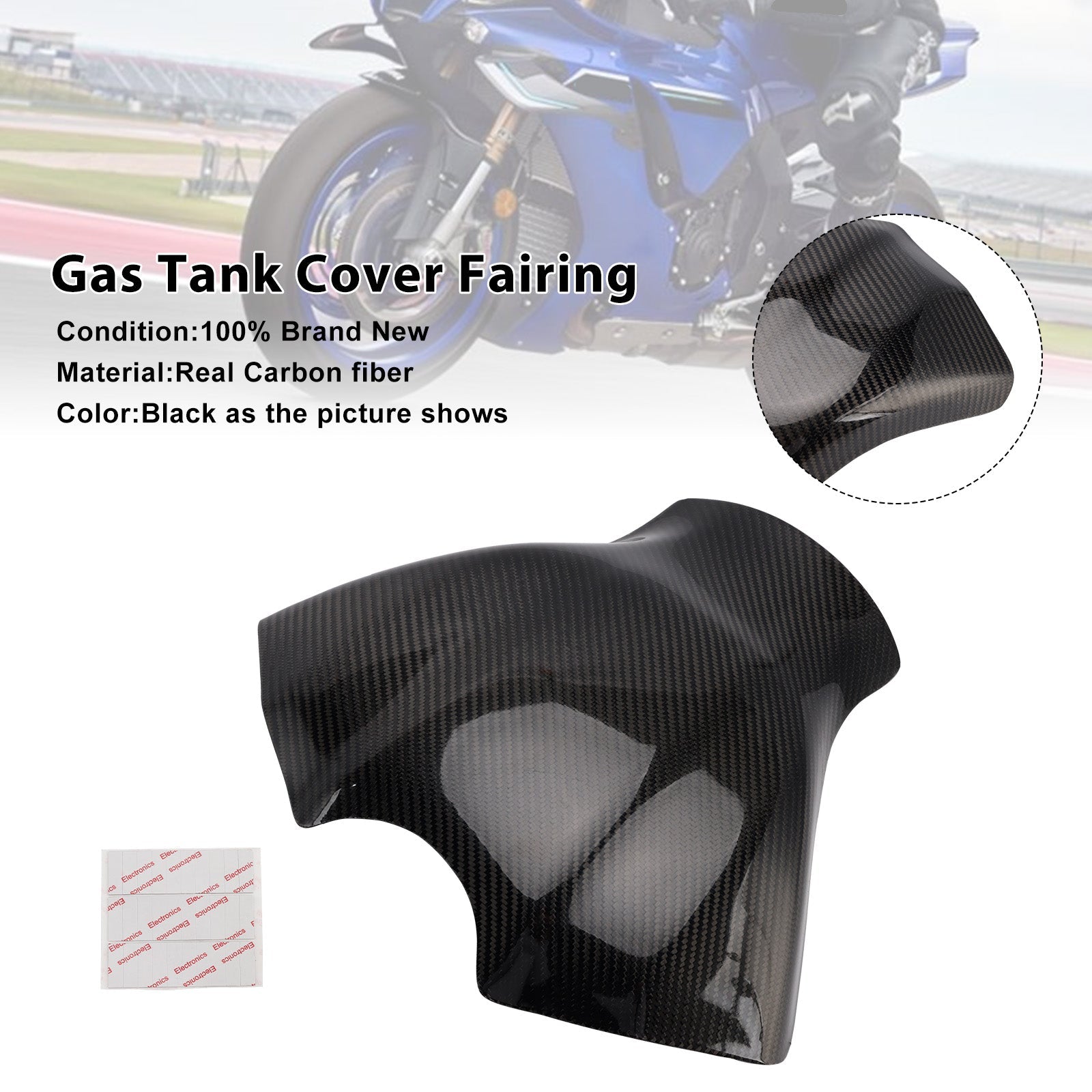Carénage de réservoir en fibre de carbone véritable pour Yamaha YZF-R1 R1M R1S (2015-2025)