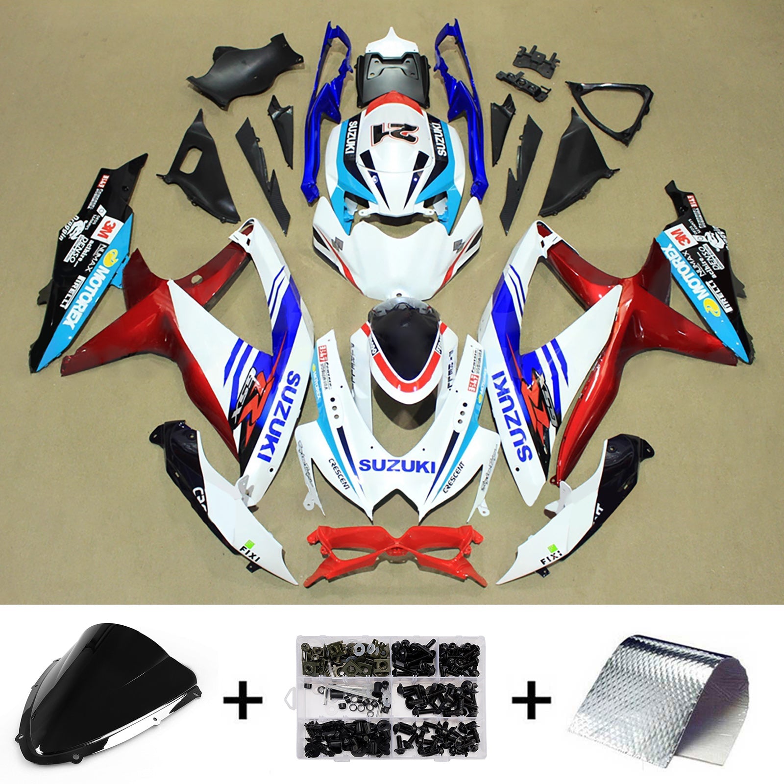 Kit de carénage injecté en plastique ABS pour Suzuki GSXR 600/750 2008-2010 K8