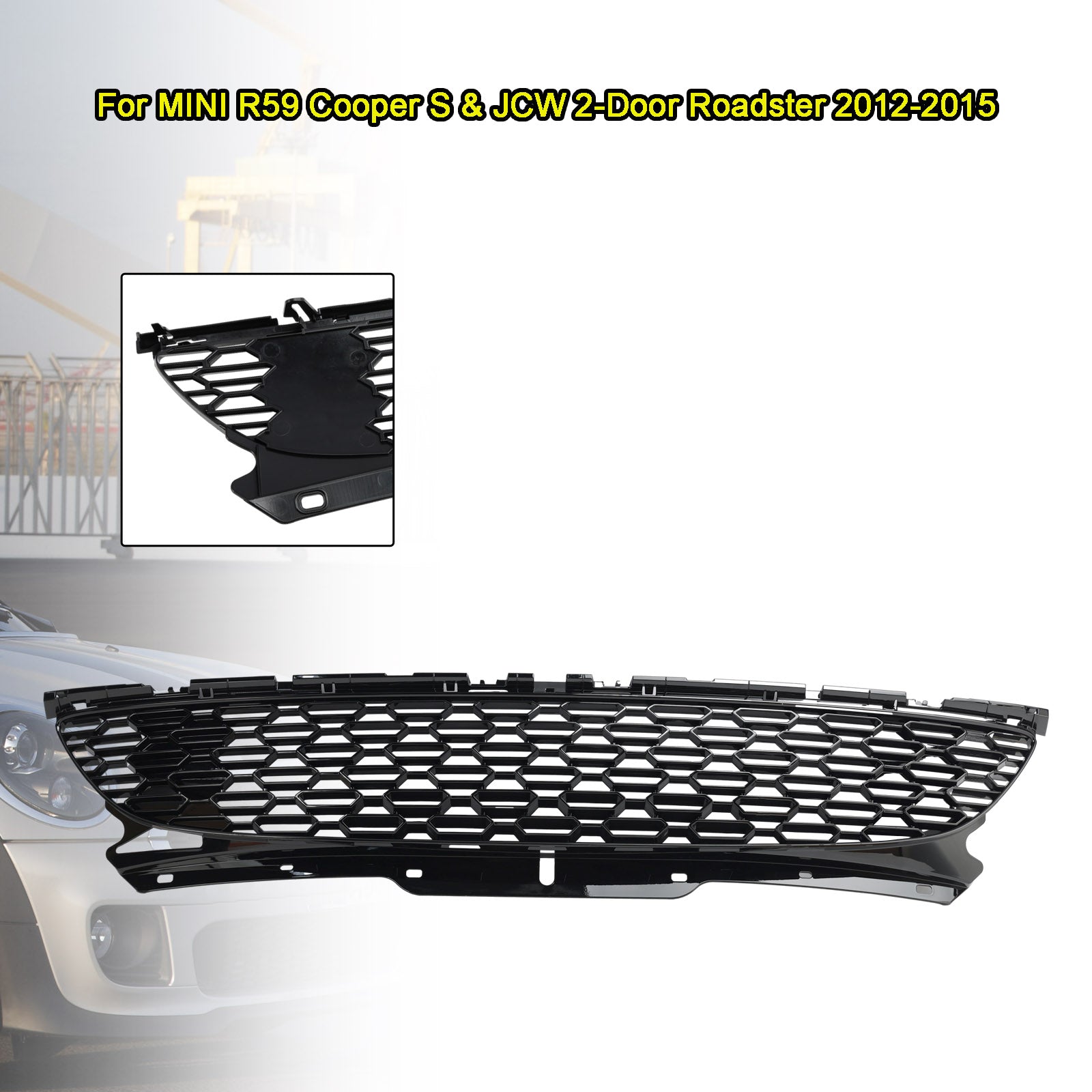 Glanzend zwarte voorbumpergrille voor MINI R59 Cooper S en JCW Roadster 2 deuren 2012-2015