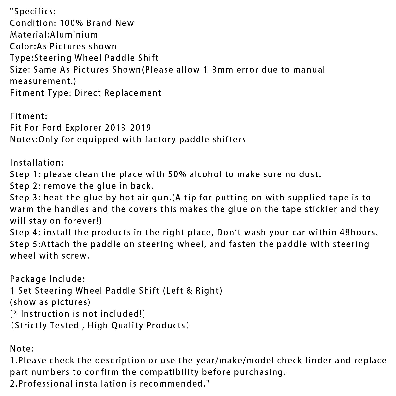 Extension de palettes de changement de vitesse pour volant en aluminium pour Ford Explorer 2013-2019