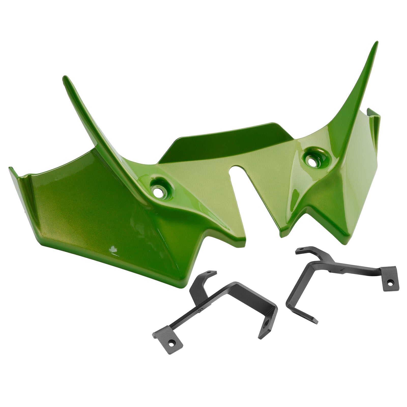 Kawasaki Z650 2021-2024, vaaleanvihreä, etupoilerin reilun jatke Kawasaki Z650