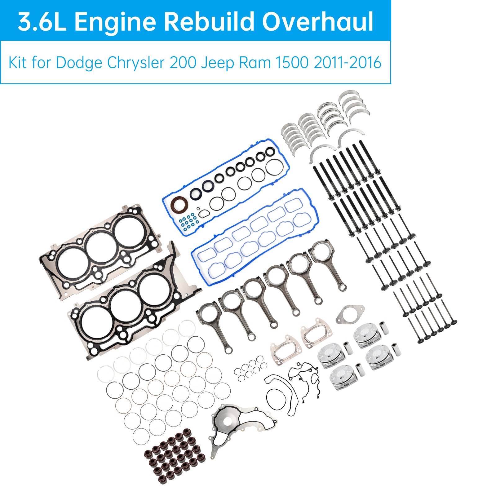 Revizija in rekonstrukcijski komplet motorja Dodge Avenger 3.6 L, 3 604 ccm, 220 CID, V6 Flex Dohc, 2011-2014, 5184088AF, H1517CPA