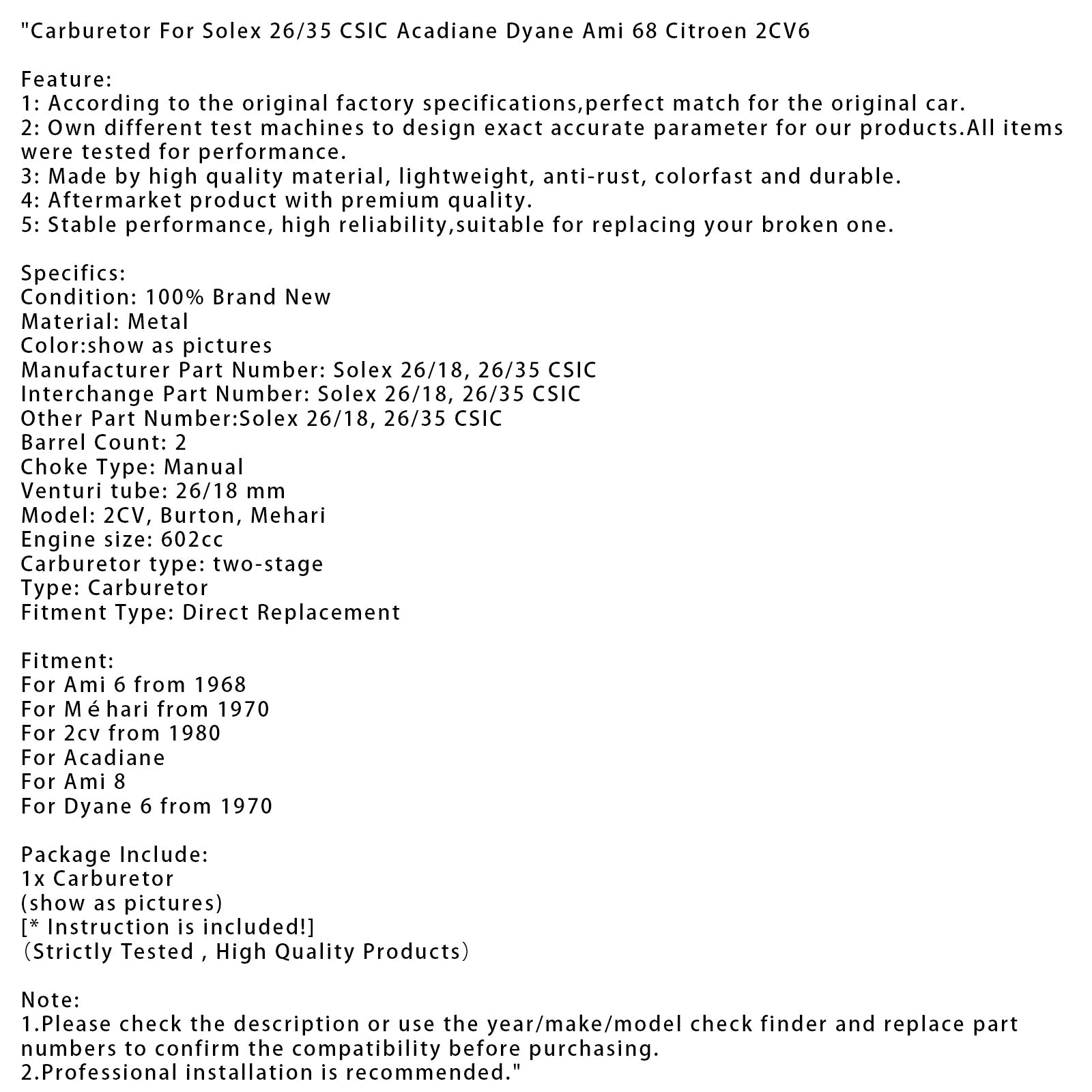 Carburatore 2CV 1980