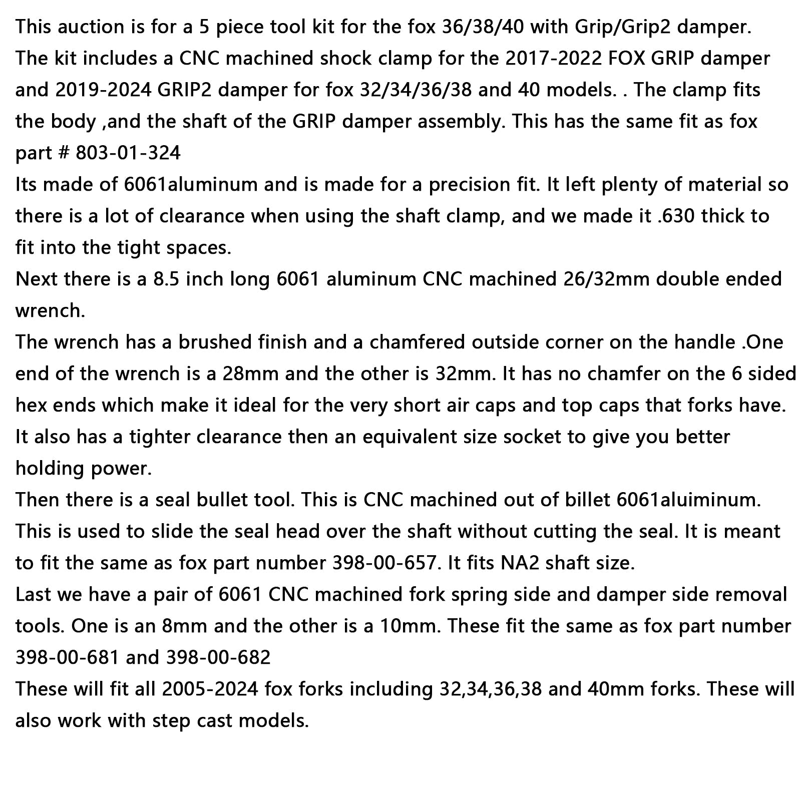 & 40 - Pour la reconstruction/l'étanchéité GRIP2 38 Kit d'outils d'entretien pour fourche FOX GRIP - compatible avec 36