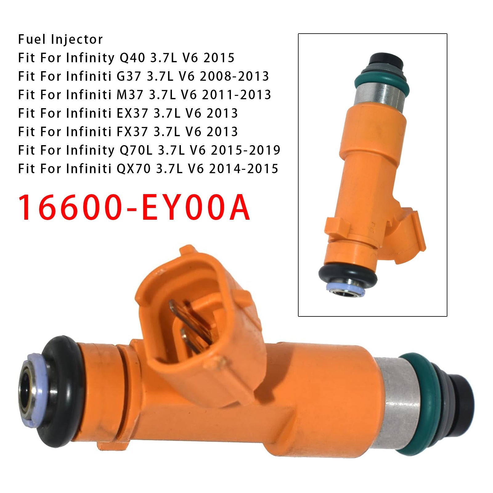 1x iniettore di carburante per Infiniti G37 Q60 QX70 FX37 Nissan 370Z 3.7L 16600-EY00A