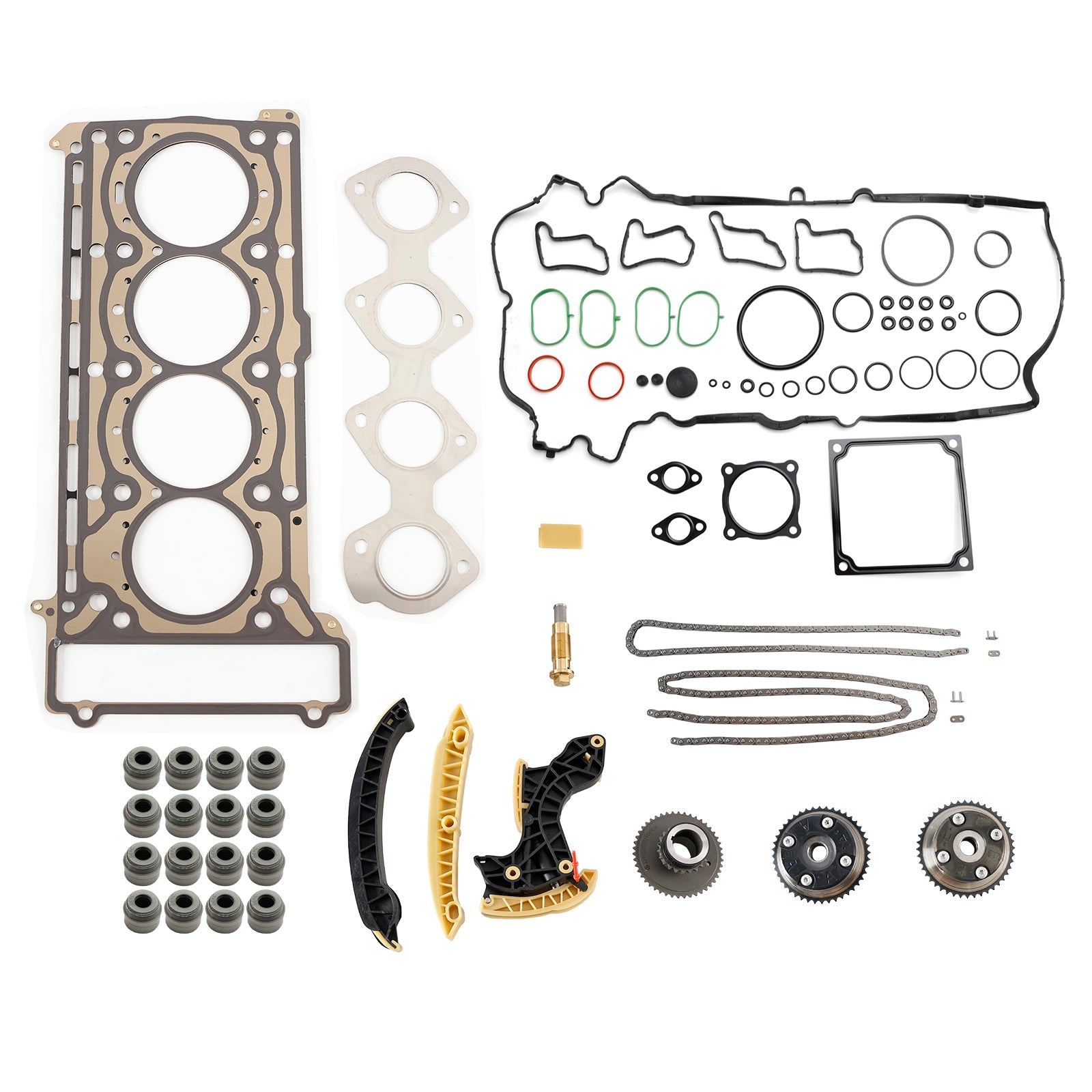 2004/03-2008/12 Mercedes-Benz E-Klasse W211 E 200 NGT Distributiekettingset, nokkenastandwielen en koppakkingset 2710500647