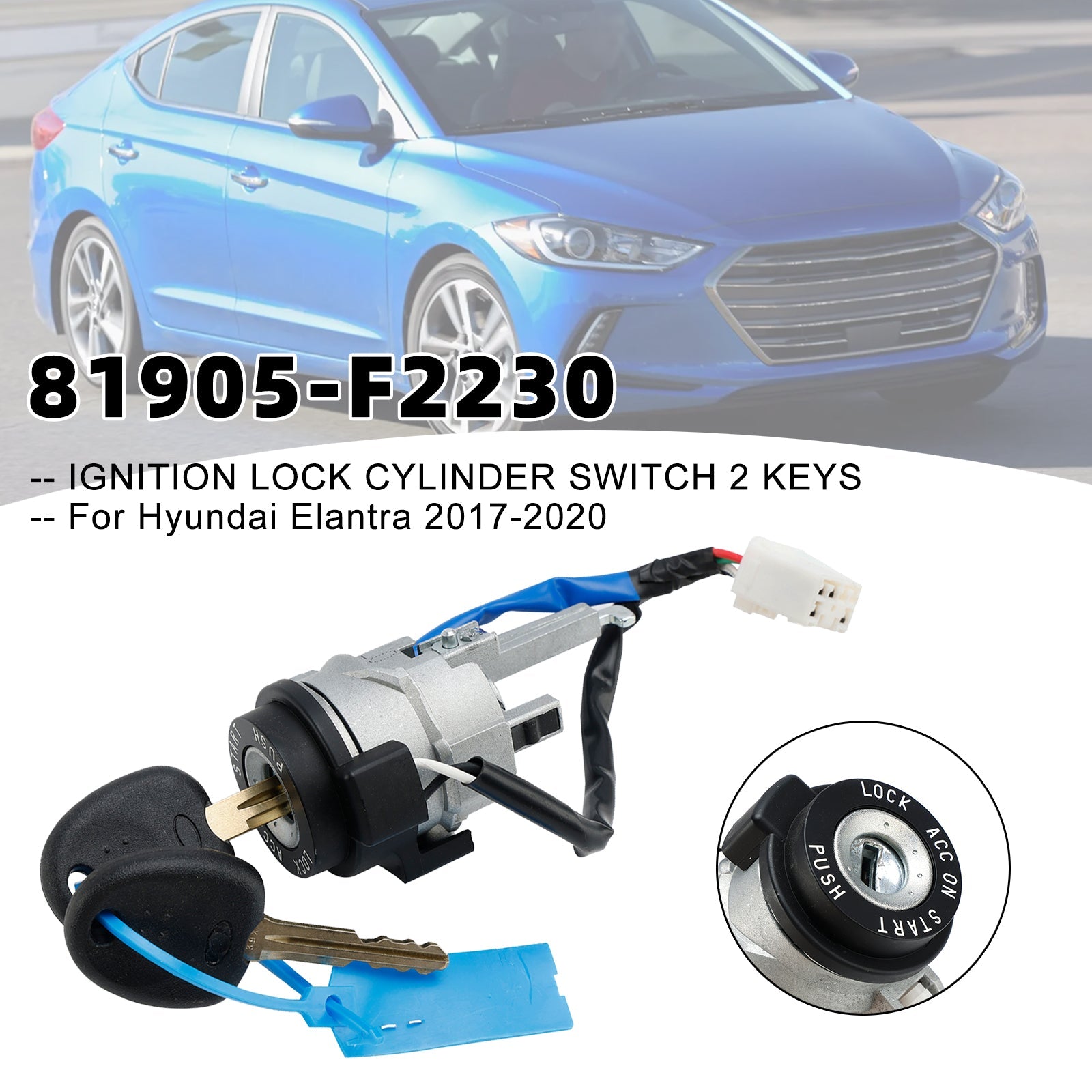 Hyundai Elantra 2017-2020 Cylinderek stacyjki z kluczykami 81905-F2230