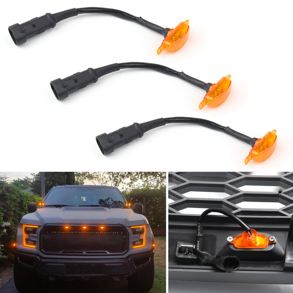Luces LED de repuesto para parrilla Ford F150 2015-2019, 3 luces LED para parrilla estilo Raptor F150, genéricas