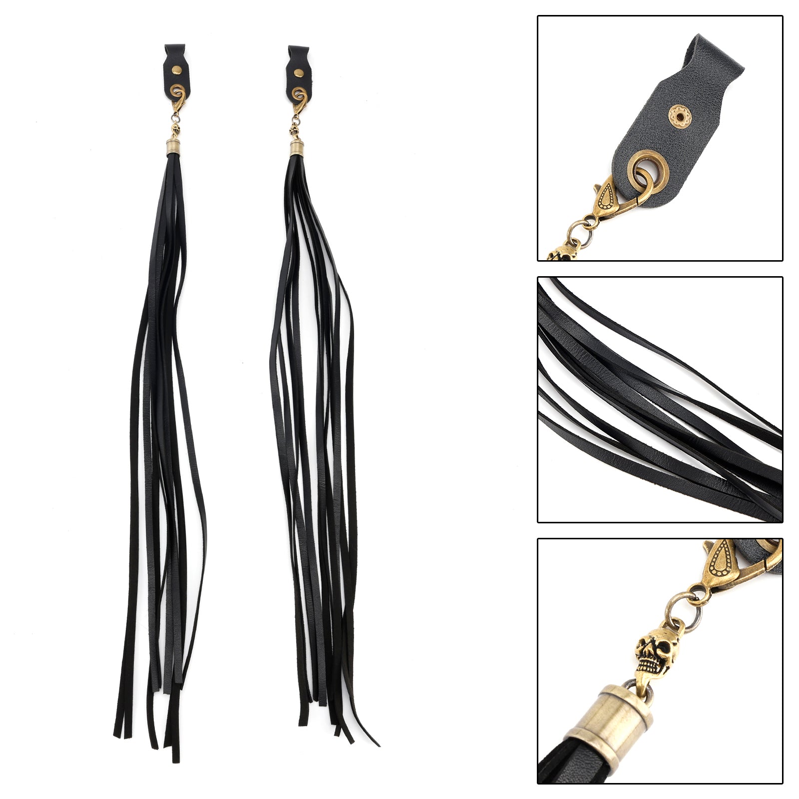 Décoration de poignée de frein à pompon noir pour guidon Dyna Road Glide Road King