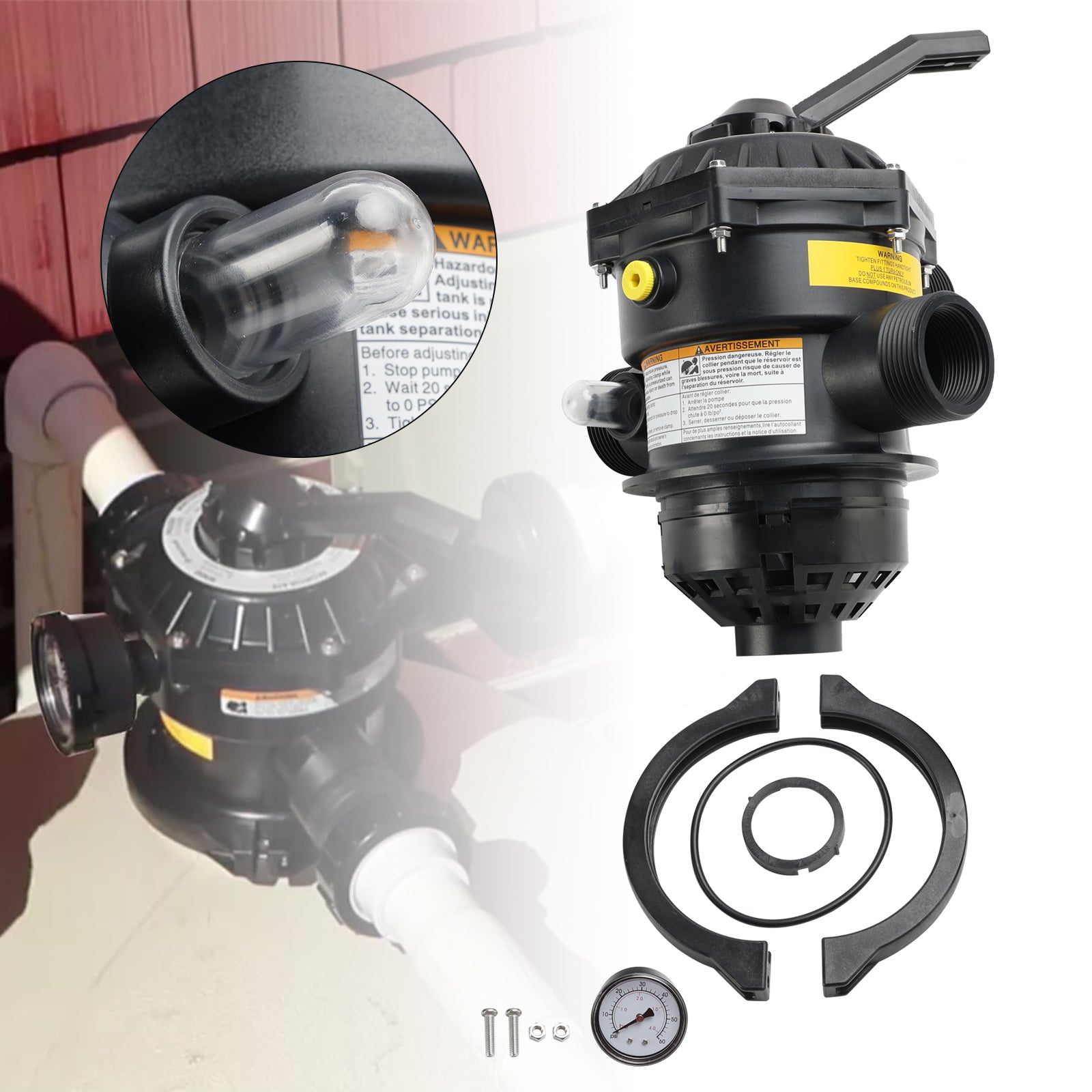 6-drogowy zawór zaciskowy 1-1/2" 262506 Kompatybilny z filtrem piaskowym do basenów i spa