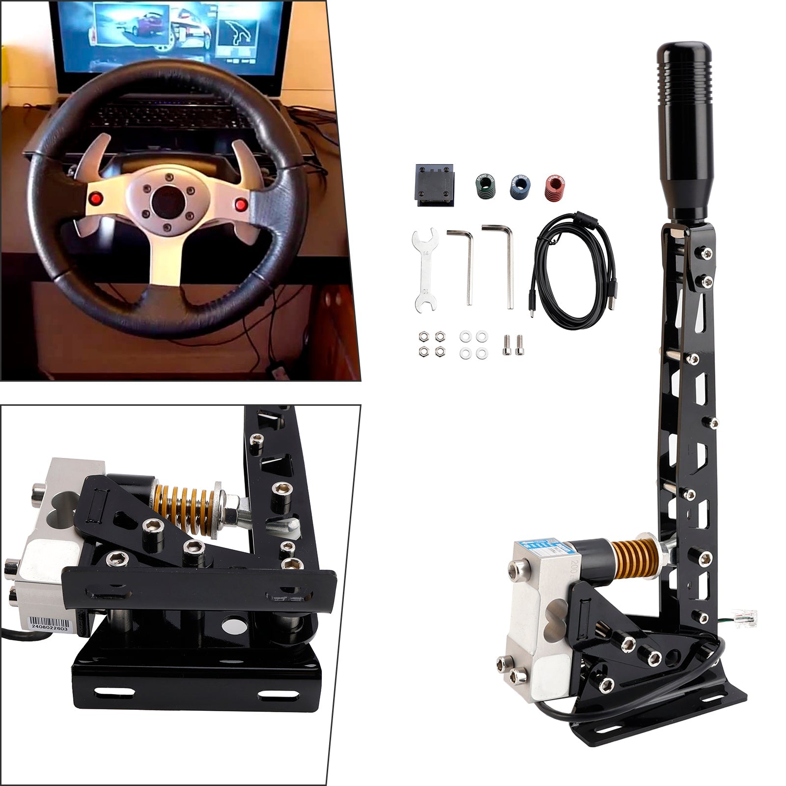 Jeu de course avec frein à main USB 64 bits, cellule de charge 200 kg, pour Logitech G29/G27/G25