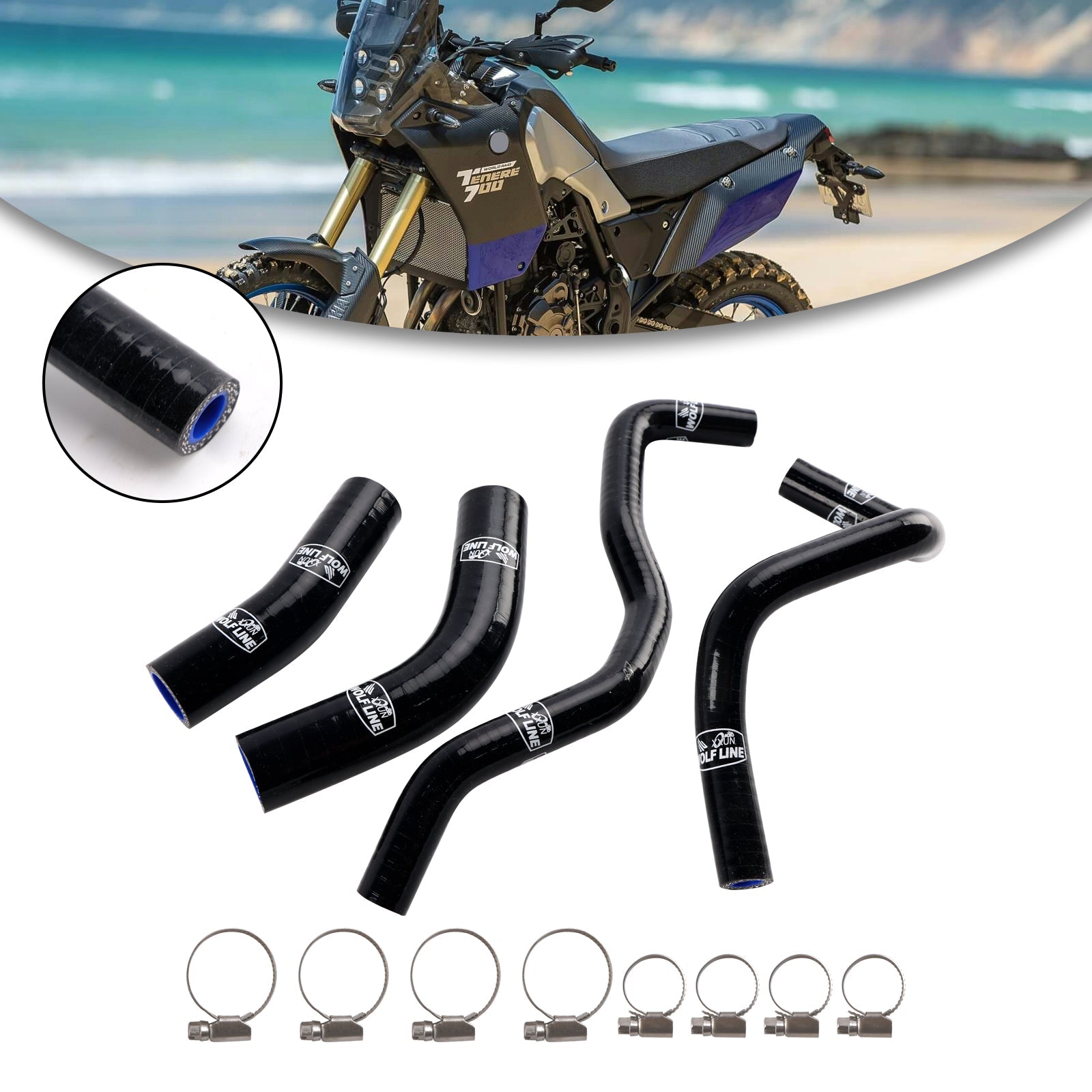 Siliconen koelslangset voor radiator Yamaha Tenere 700 2019-2024
