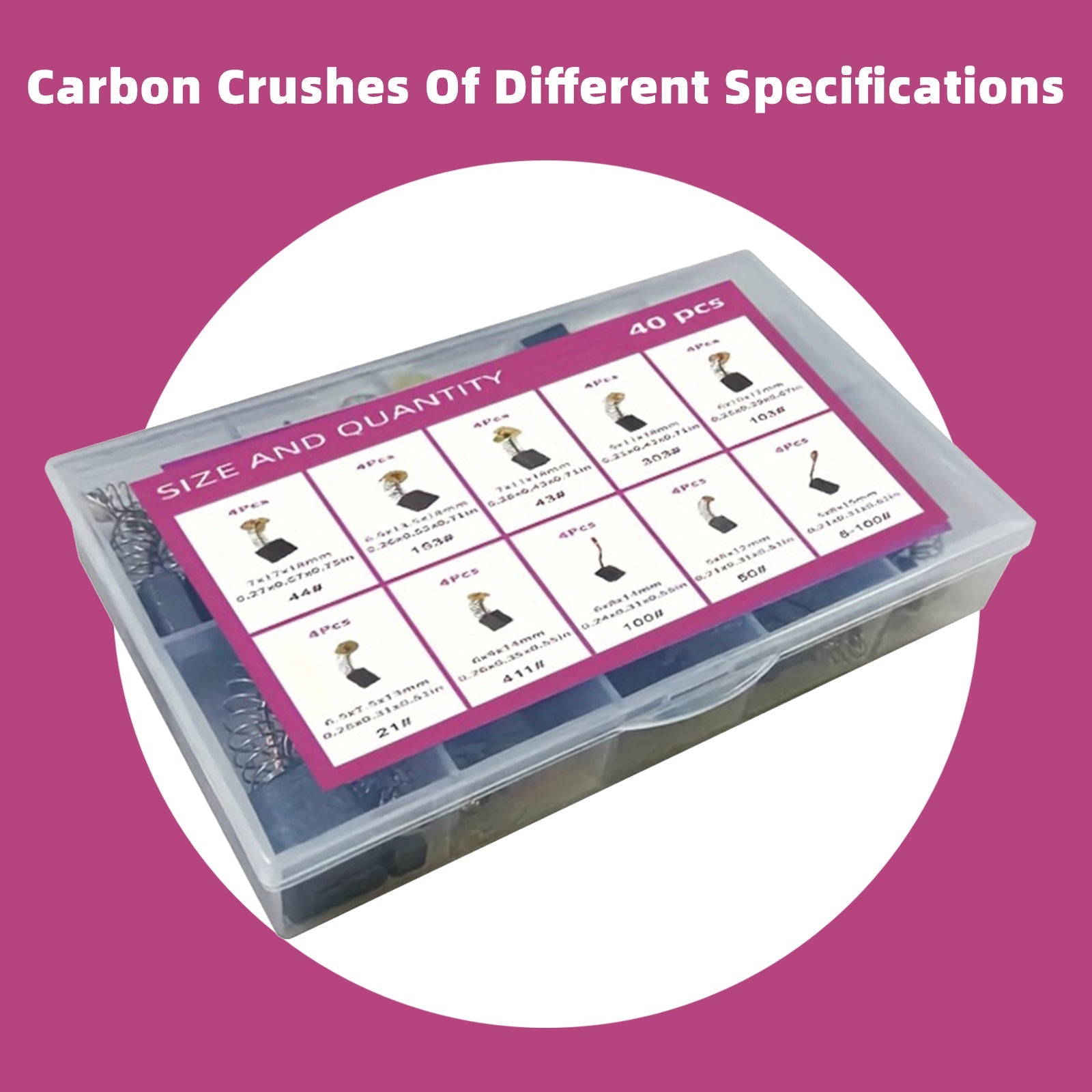 Lot de 40 balais de charbon pour moteur électrique, 10 tailles, pièce de rechange pour réparation d'outils électriques