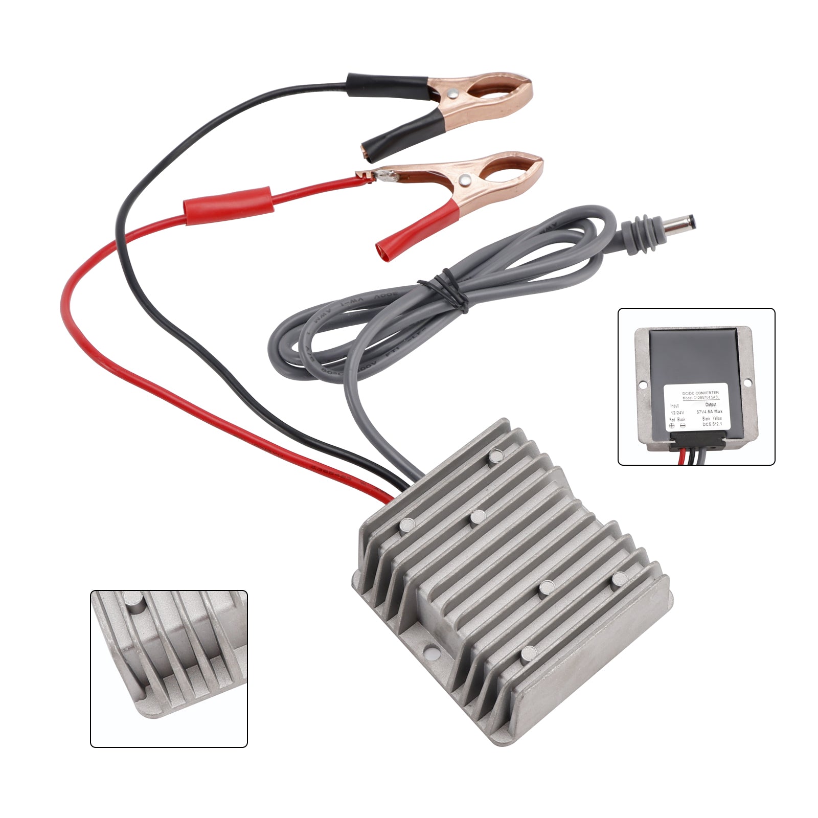 Mini-spanningsboostconverter, 12V/24V naar 57V DC-voedingskabel, 4,5A, 256W