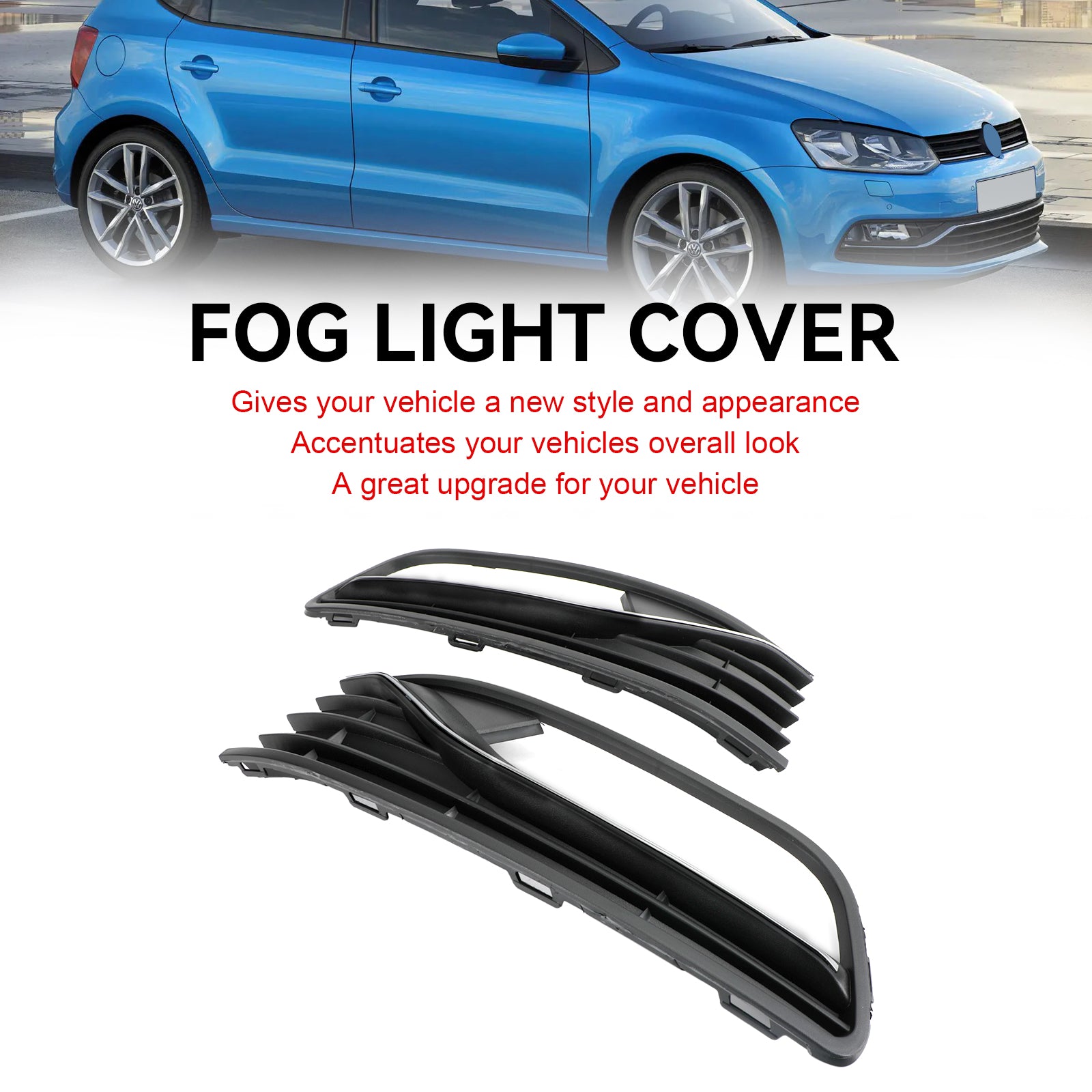 2014-2017 VW Polo 6R Coppia Paraurti Anteriore Fendinebbia Griglia Griglia per