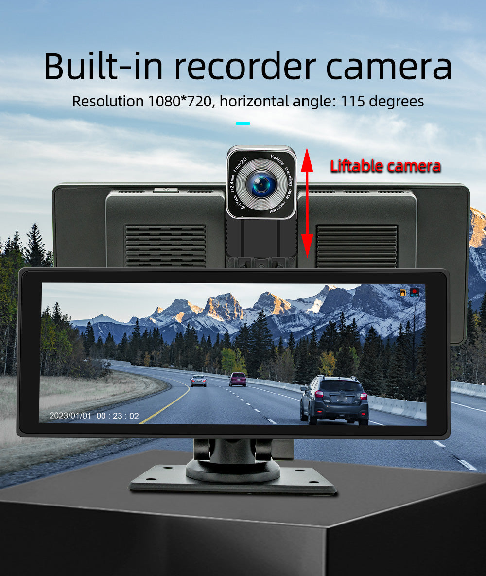 10.26" Carplay Wireless Bluetooth FM Radio Car MP5 Player AHD Registratore Fotocamera