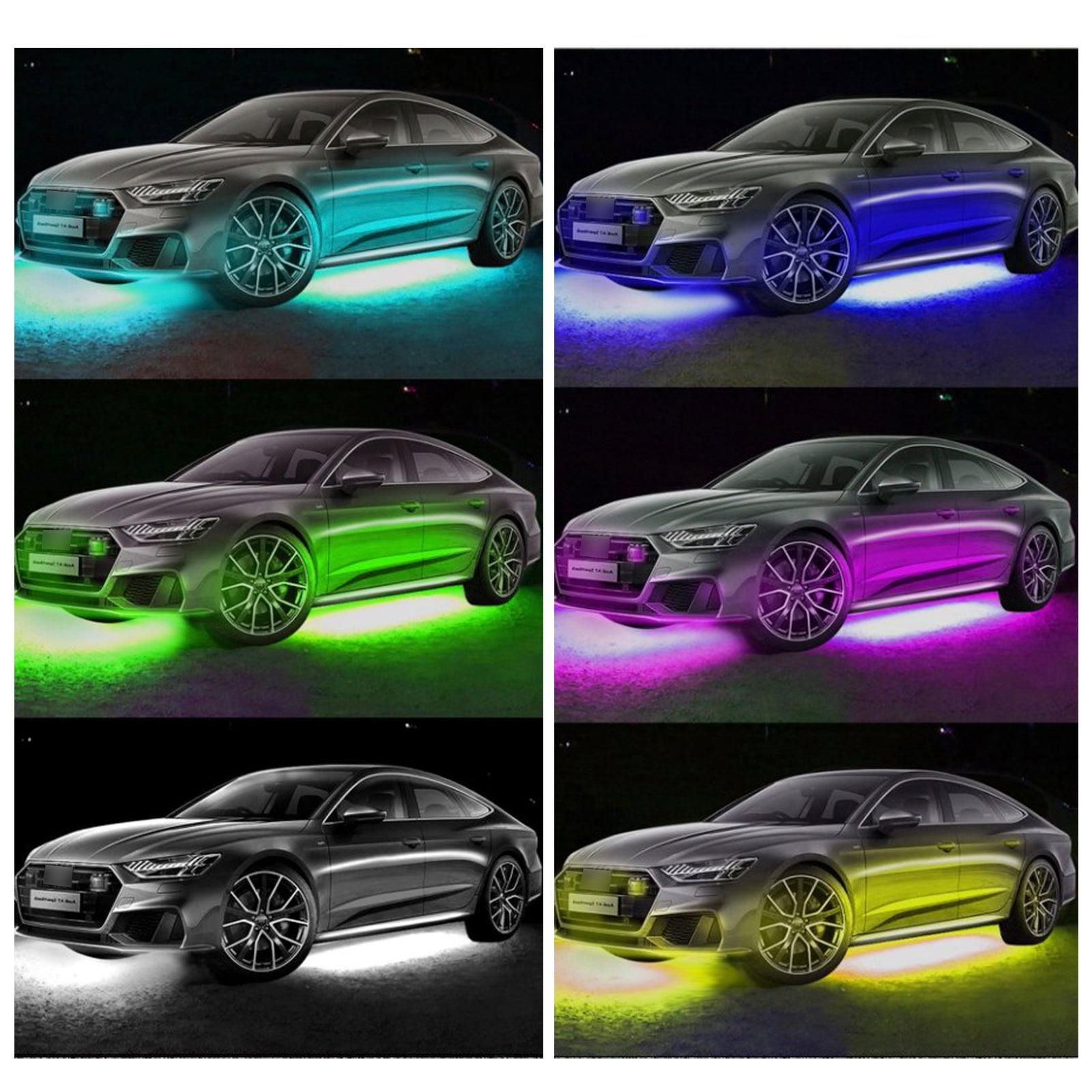 Juego de 4 luces LED para chasis, con iluminación d'Ambiente de fantasía, app y control remoto, 90 x 2 x 120 x 2 x 100 mm