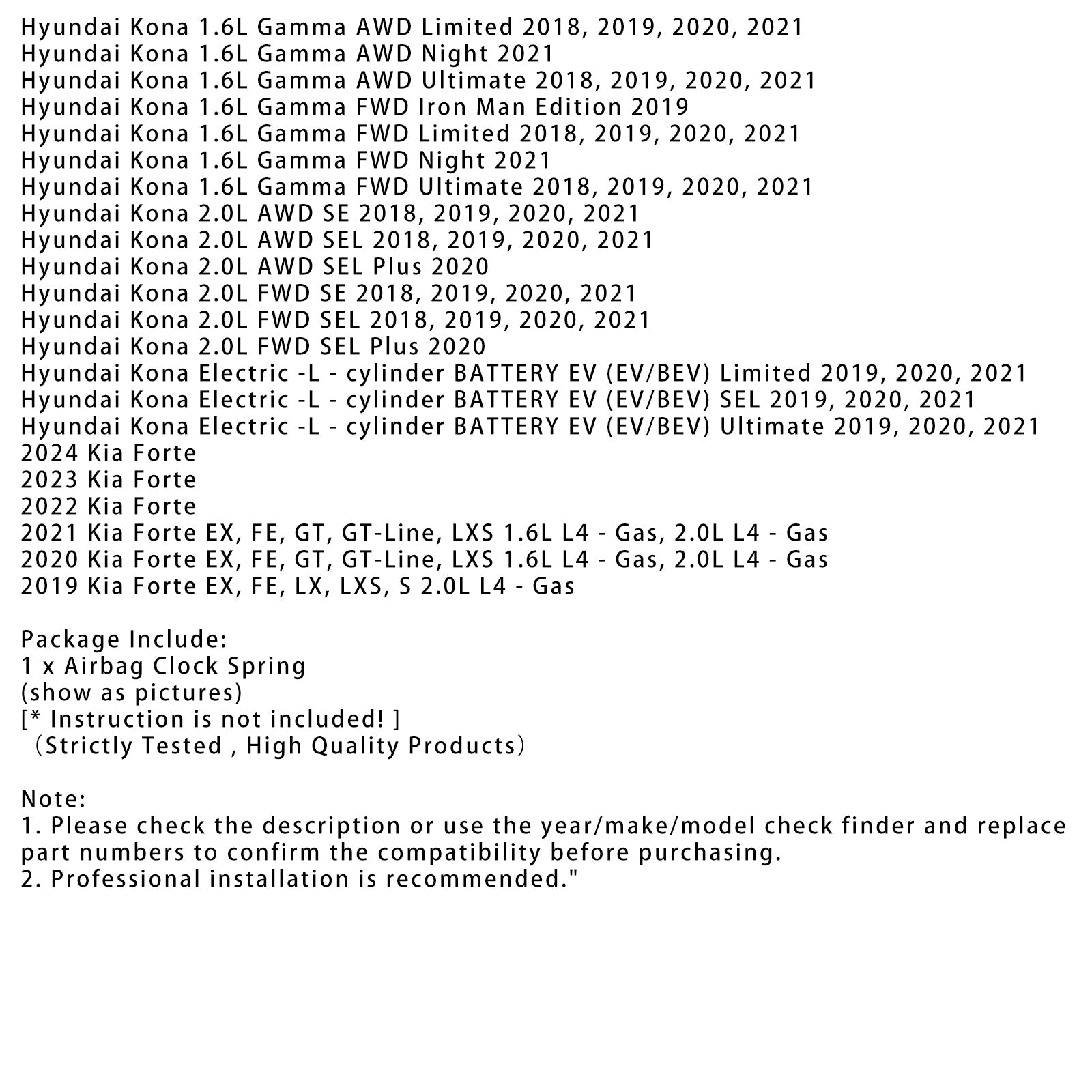 Klokveer 93490-F22225 voor Hyundai Elantra GT Accent Kona Electric 2018-202222