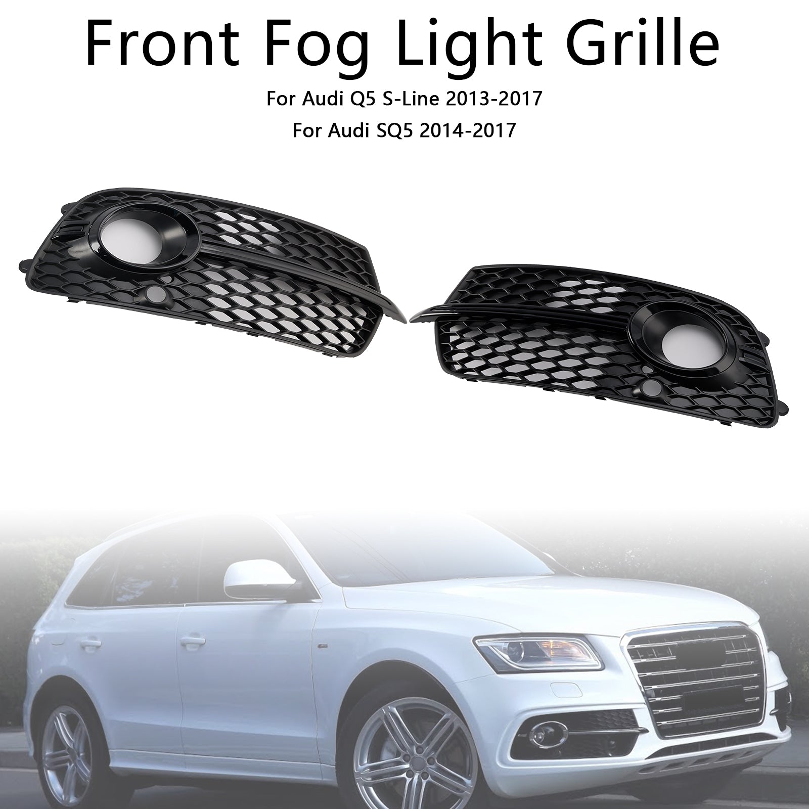 Black Front Fog Light Grille voor Audi Q5 S-Line SQ5 2013-2017