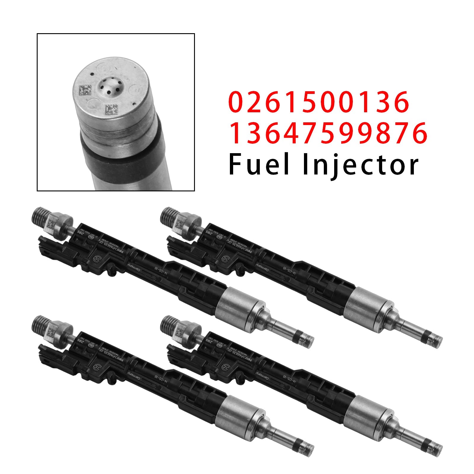 4 polttoainesuutinta malleihin BMW F10 M5, F06, F07, F12, F13, F15 ja X5 (viitteet : 0261500136 ja 13647599876)