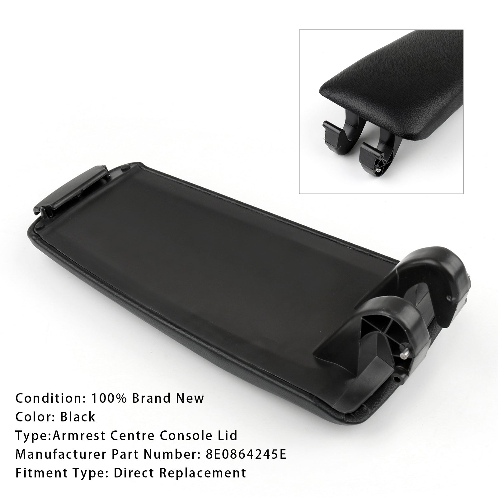 Couvercle de console centrale d'accoudoir en cuir noir pour Audi A4 B6 B7 2001-2008 8E0864245E