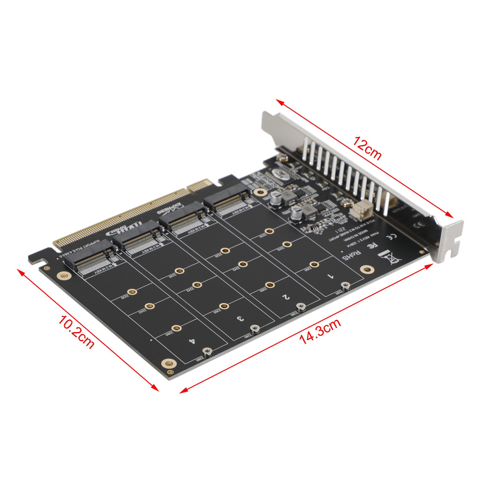 Carte Array 4 Disques NVME PH44 PCI-E X16 avec Répartition de Signal Support M.2 SSD