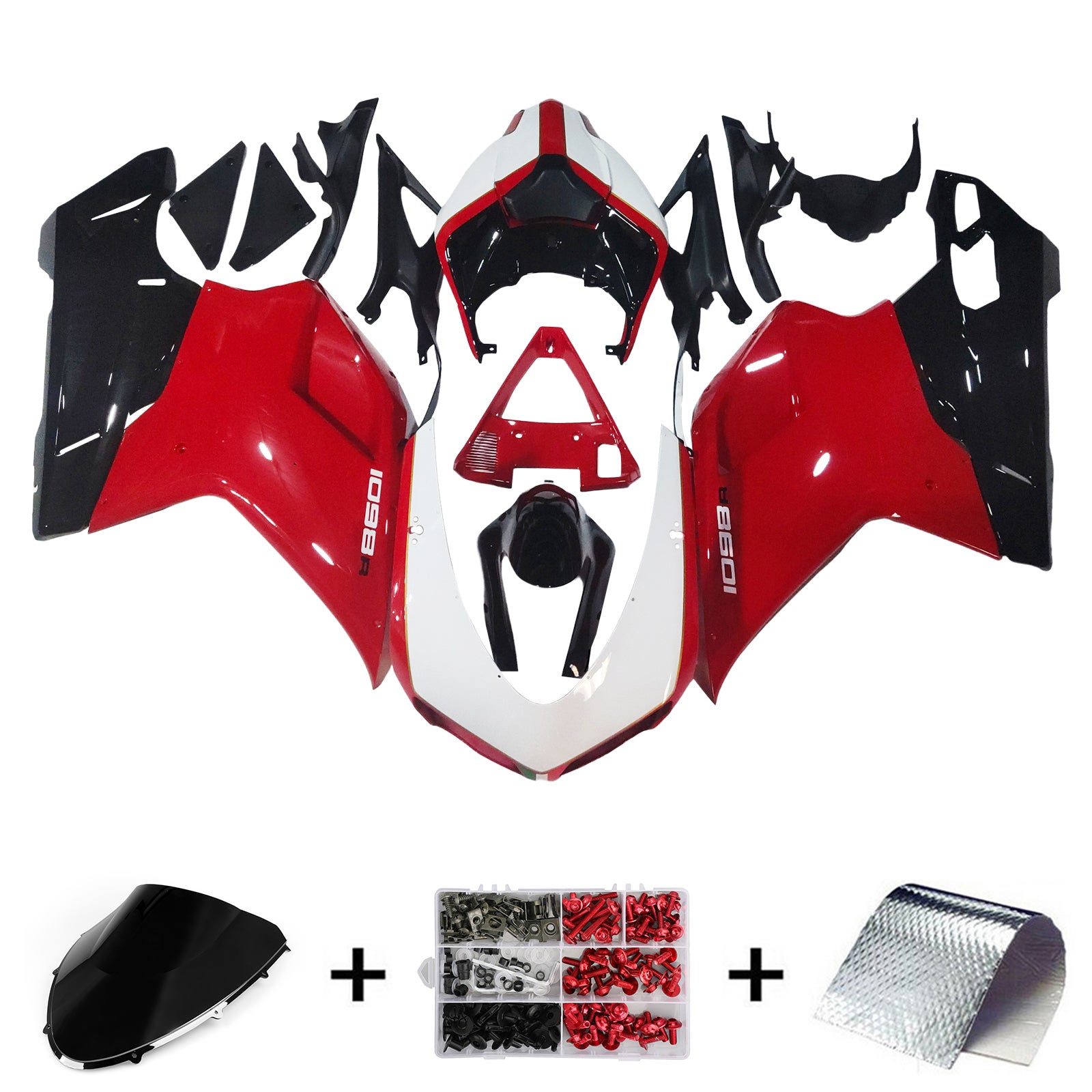 Kit de carenado de inyección, carrocería de plástico ABS para Ducati 1098 1198 848 2007-2011