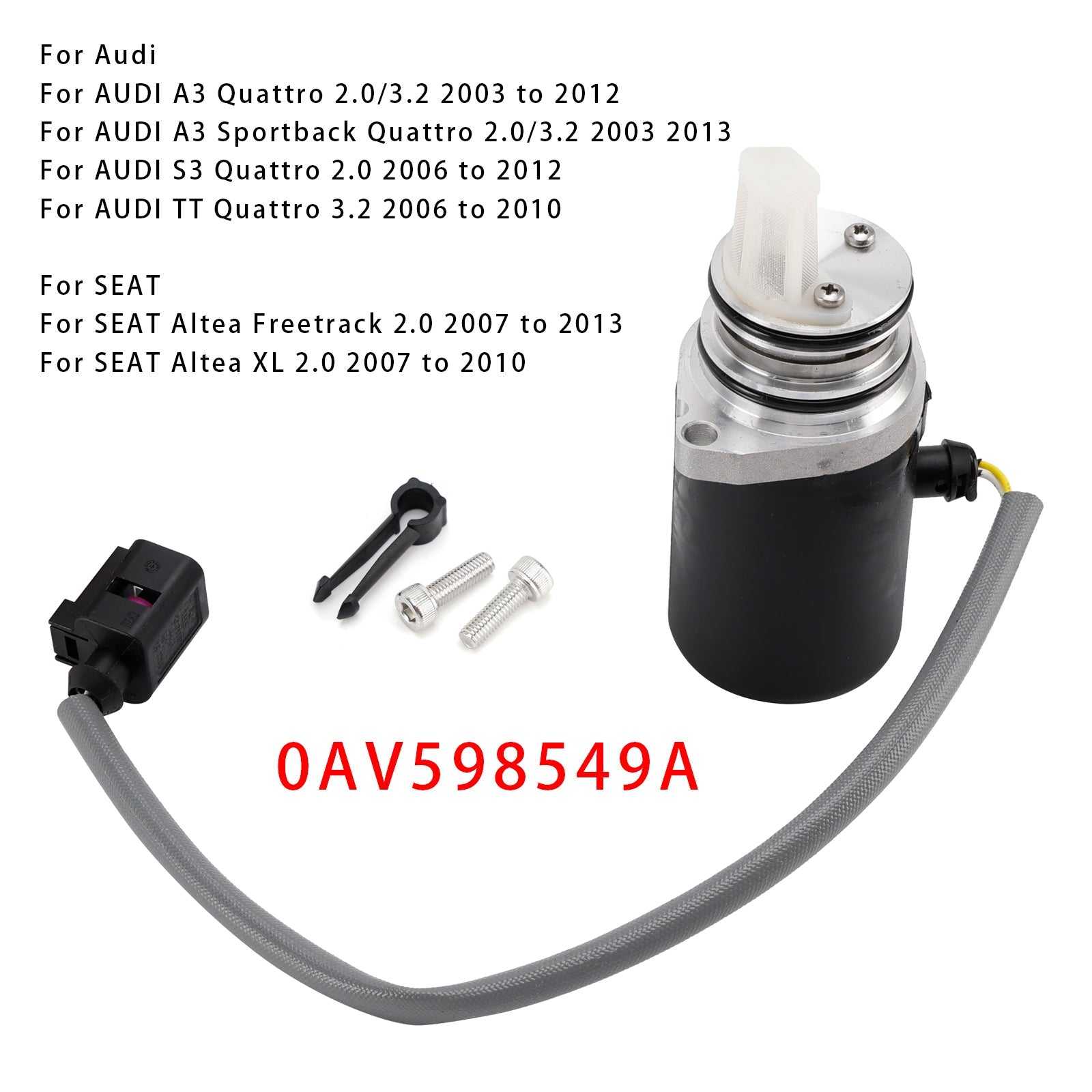 0AV598549A Zadnja diferencialna črpalka za Audi A3 Quattro 2.0/3.2 (2003-2012)