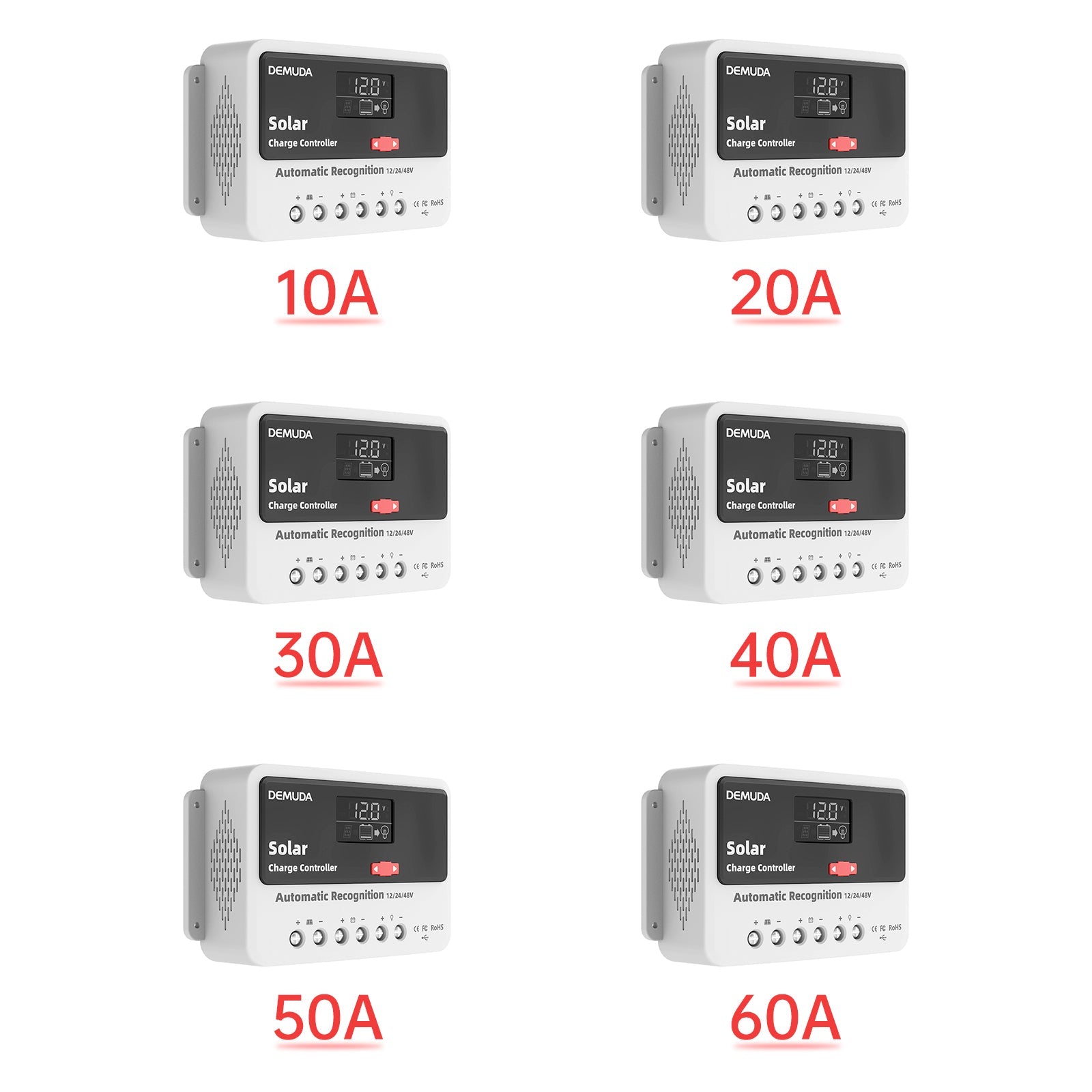 Contrôleur solaire automatique PWM 12 V 24 V 48 V 10 A-60 A, phosphate de fer