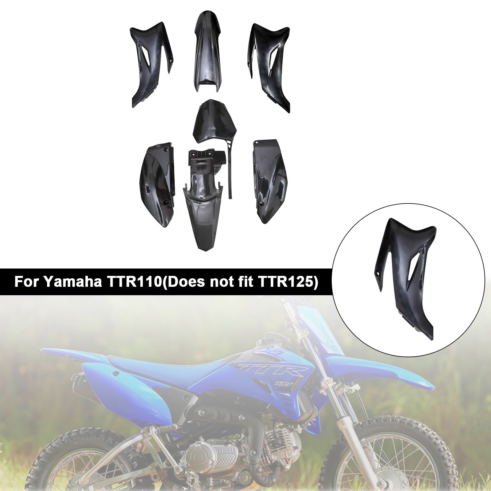 Kit carrosserie plastique et carénage garde-boue pour moto tout-terrain Yamaha TTR110