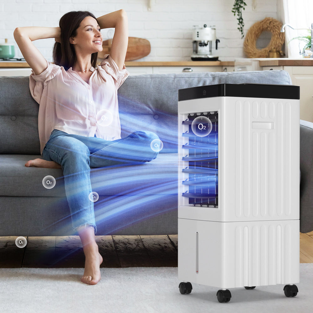 Air acondicionador evaporativo de 10 l 3 en 1 con un ventilador y un humidificador de control remoto