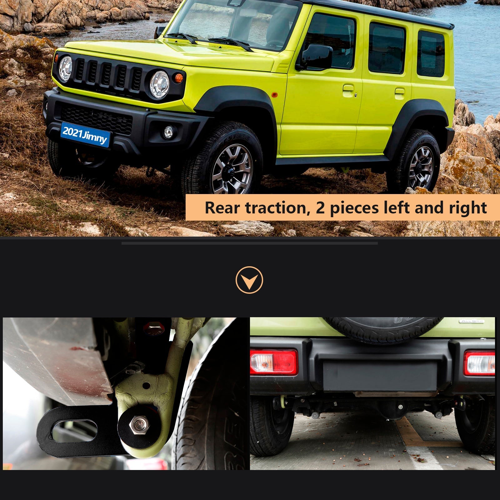 Takaosa vasen ja oikea takavaunun koukku 2 huonetta Suzuki Jimny JB64W JB74 2019-2023