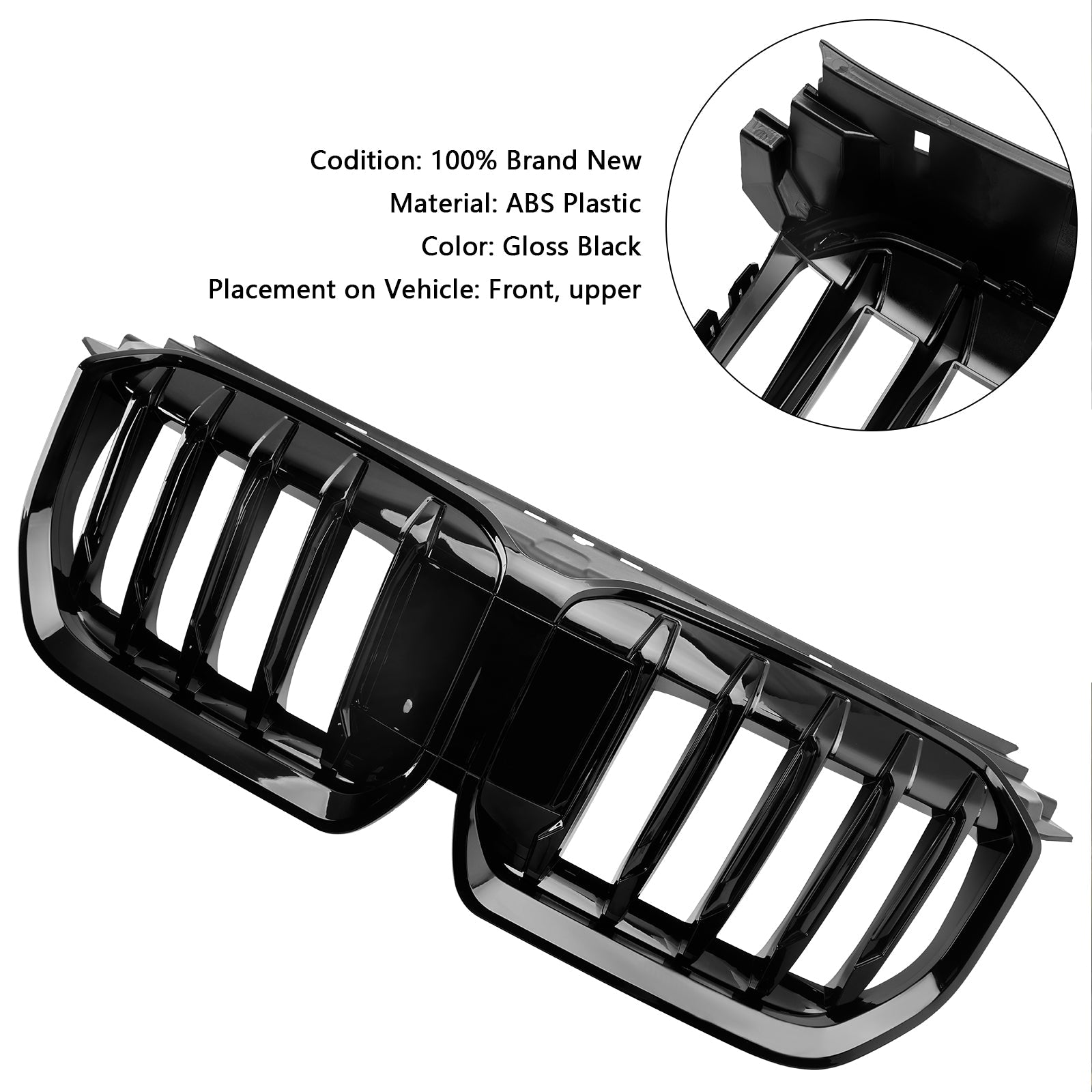 Glanzend zwarte voorbumpergrille voor BMW X1 U11 U12 2023-2024