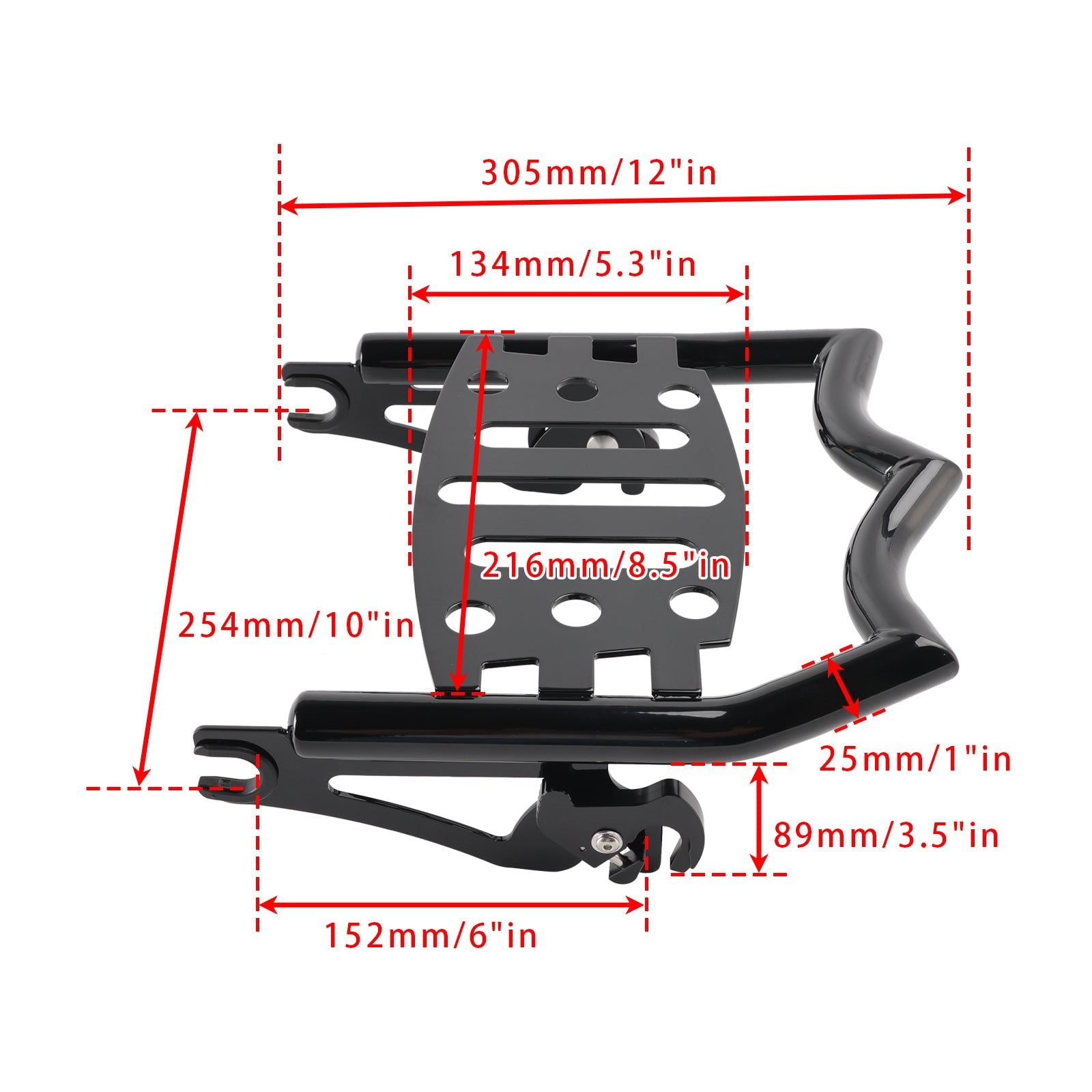 Glanzend zwart verwijderbaar bagagekrek voor elektra glide klassiek FLHTC/I 2009-2013