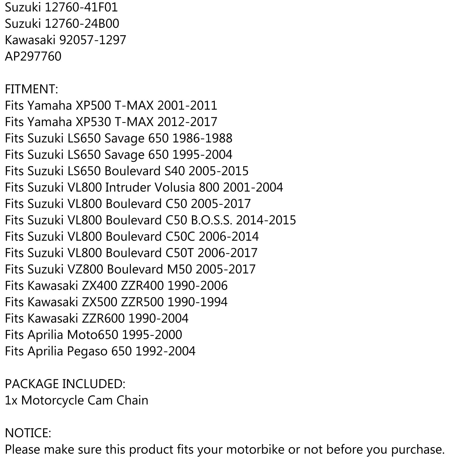 Łańcuchy pierwotne 12760-24b00 dla Suzuki LS650 Savage 650 Boulevard S40