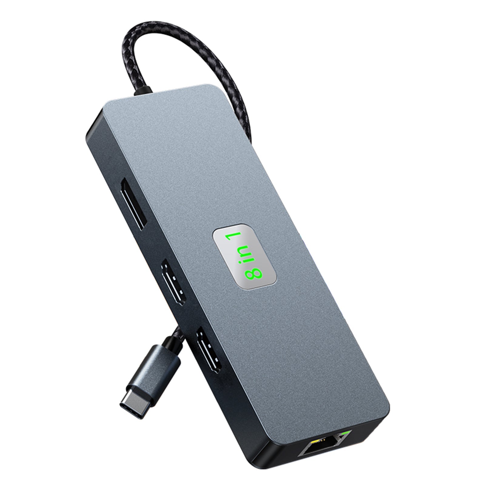 Adaptador de concentrador de interfaz 8 en 1 TYPE-C a RJ45 Gigabit USB 3.0 HDMI DP PD100W