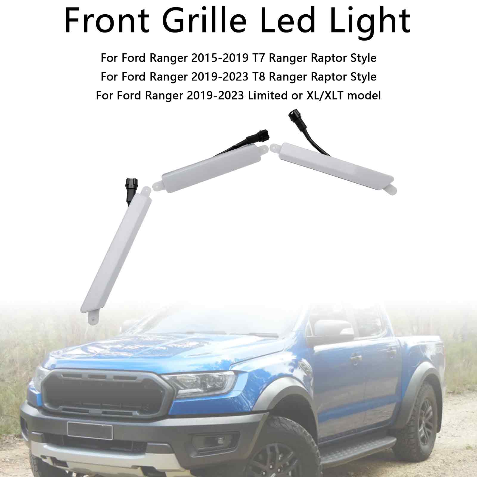 2019-2023 Ford Ranger T8 Ranger Raptor Grill przedniego zderzaka z białym światłem LED