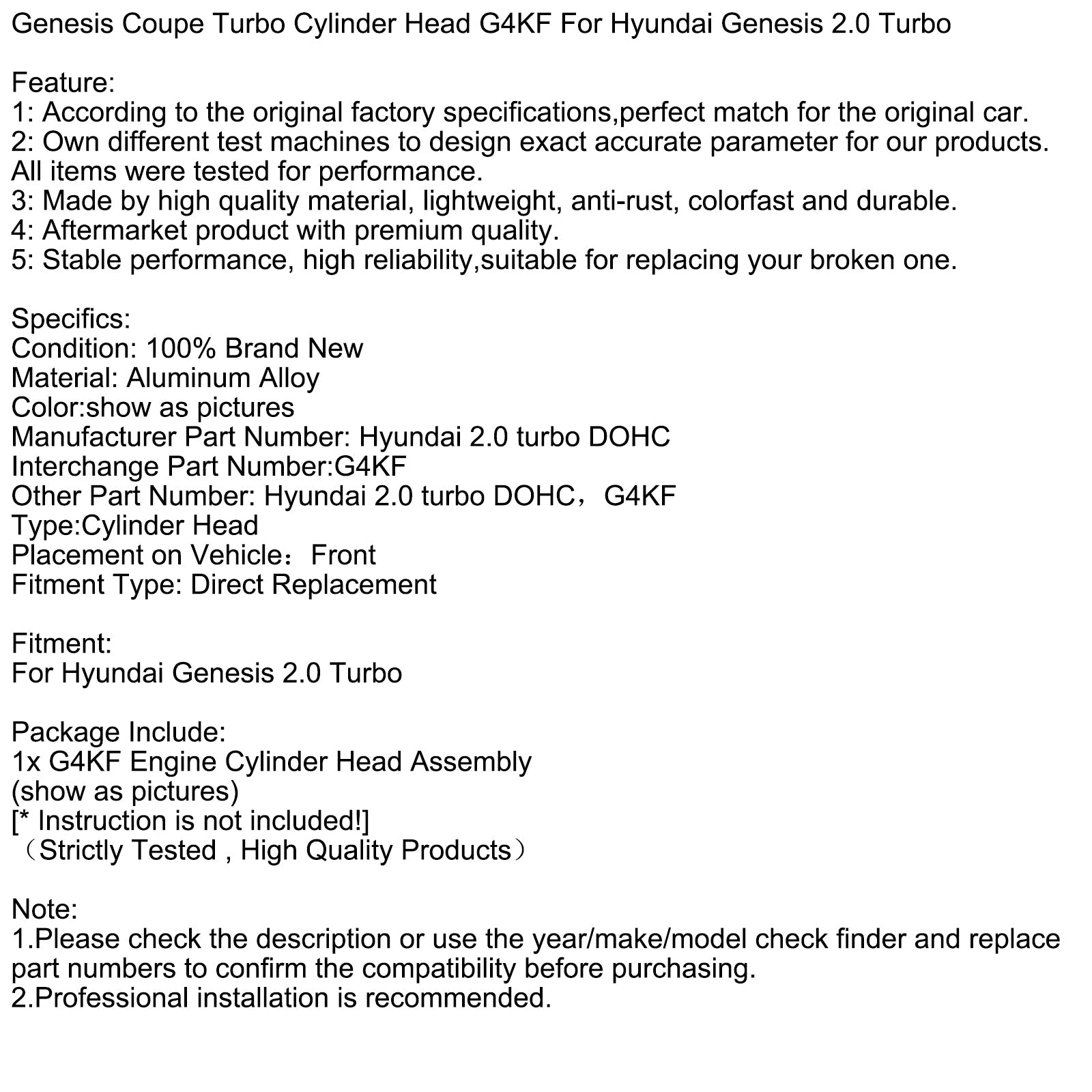 Culasse Hyundai Genesis 2.0 Turbo G4KF