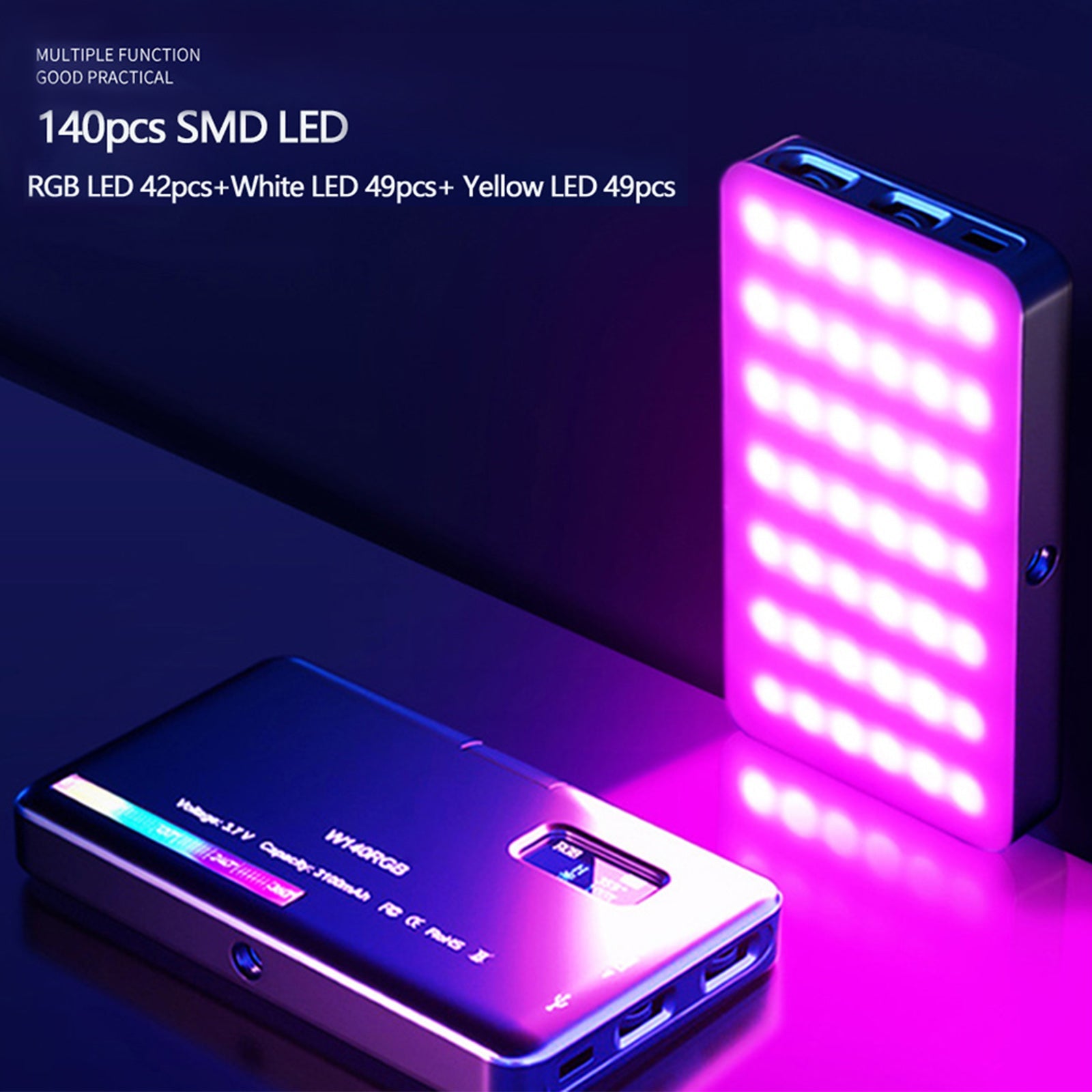 Luz de relleno LED RGB W140 para cámara de vídeo, teléfono móvil, belleza en vivo, al aire libre