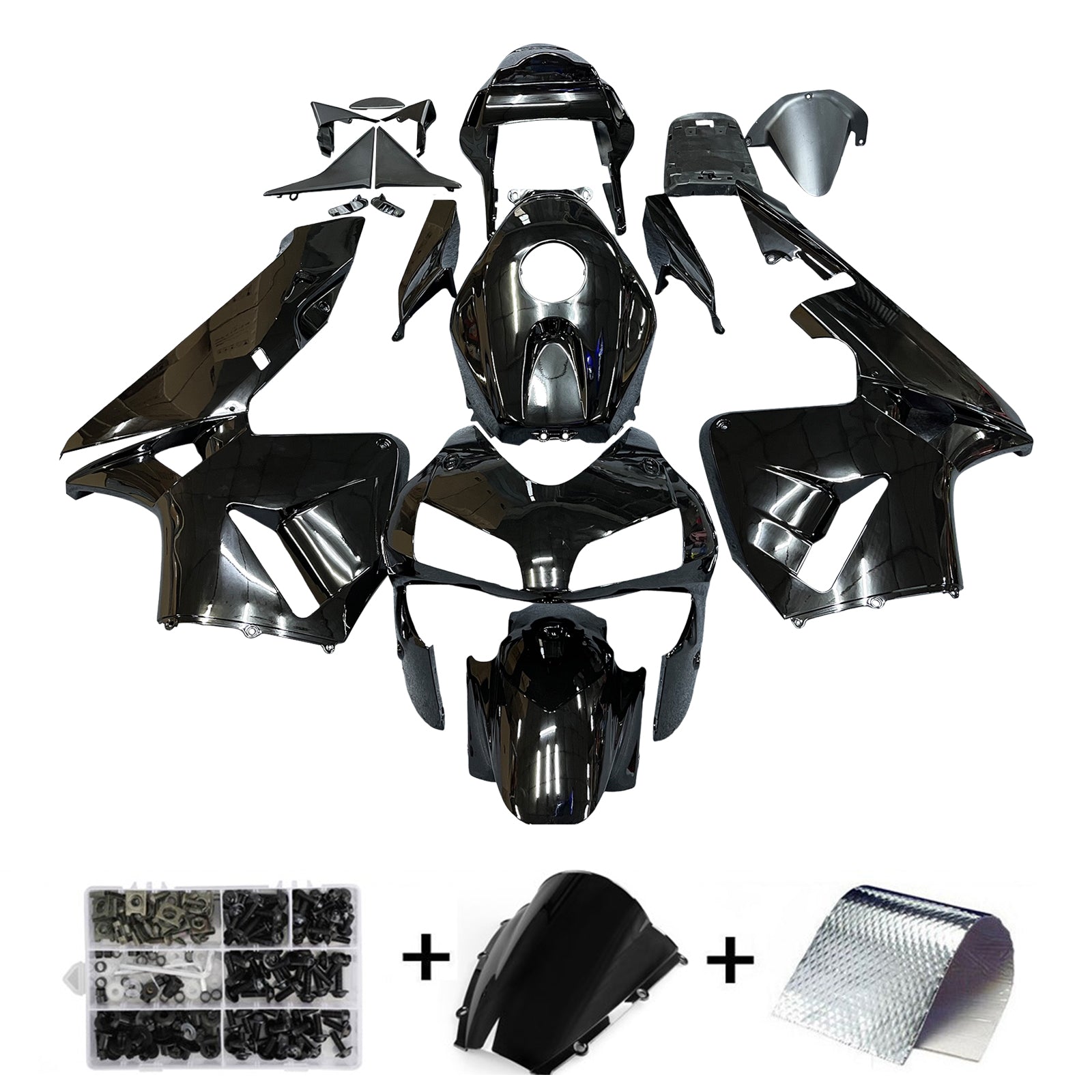 Kit de carénage en plastique ABS pour Honda CBR600RR 2003 2004 Gloss Black