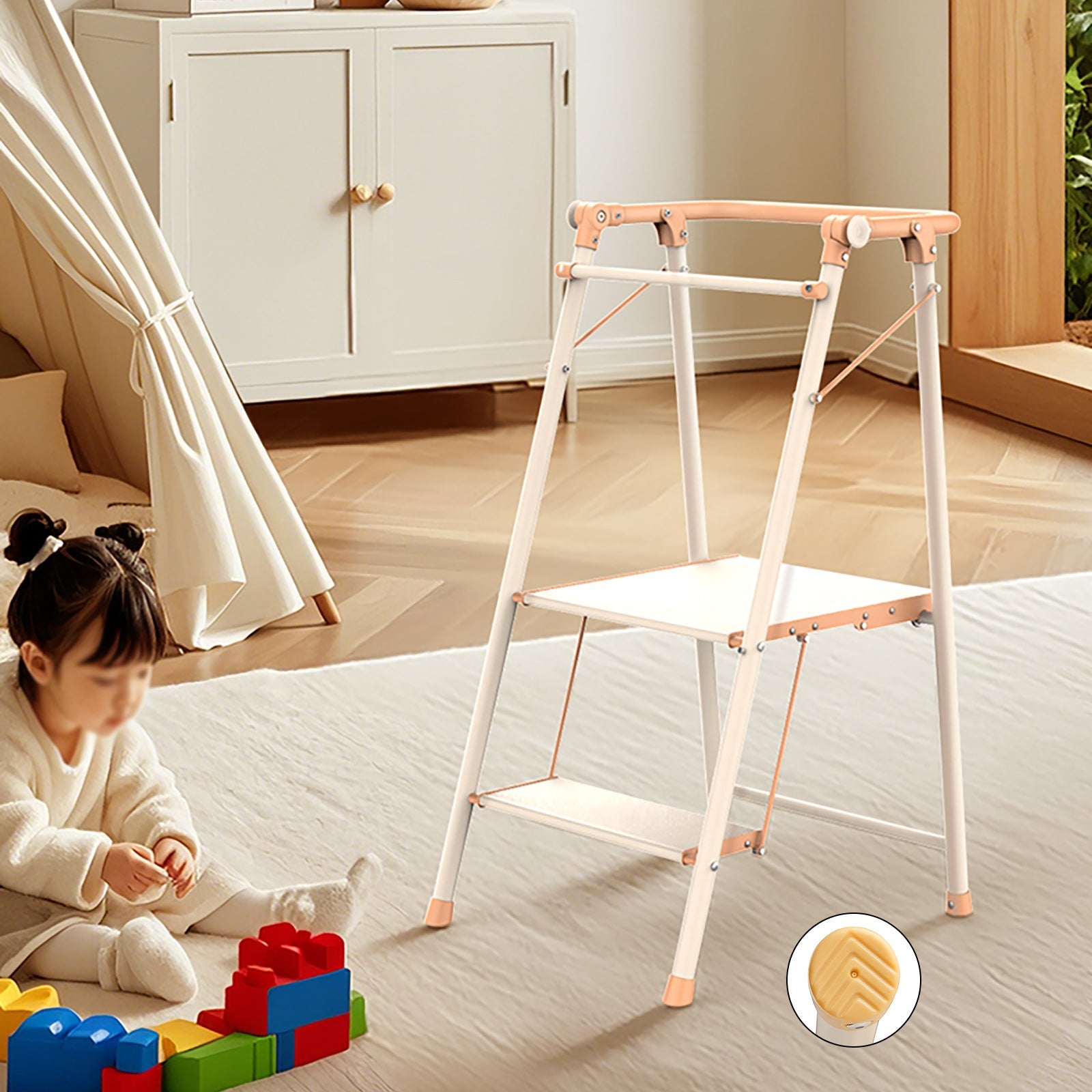 Kokoontaittuva 2-portainen keittiöjakkara aikuisille ja lapsille