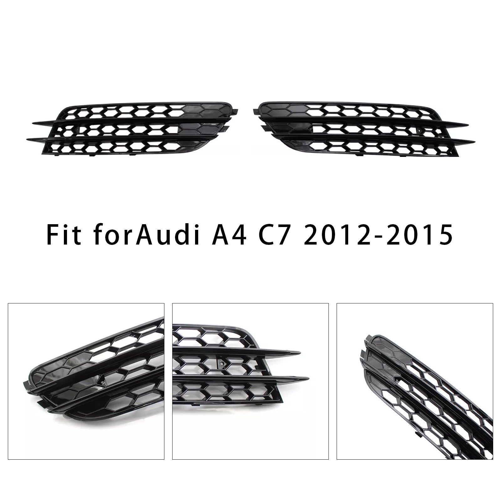 Black Honeycomb Fog Protective Grid voor Audi A4 C7 2012-2015 Front bumper